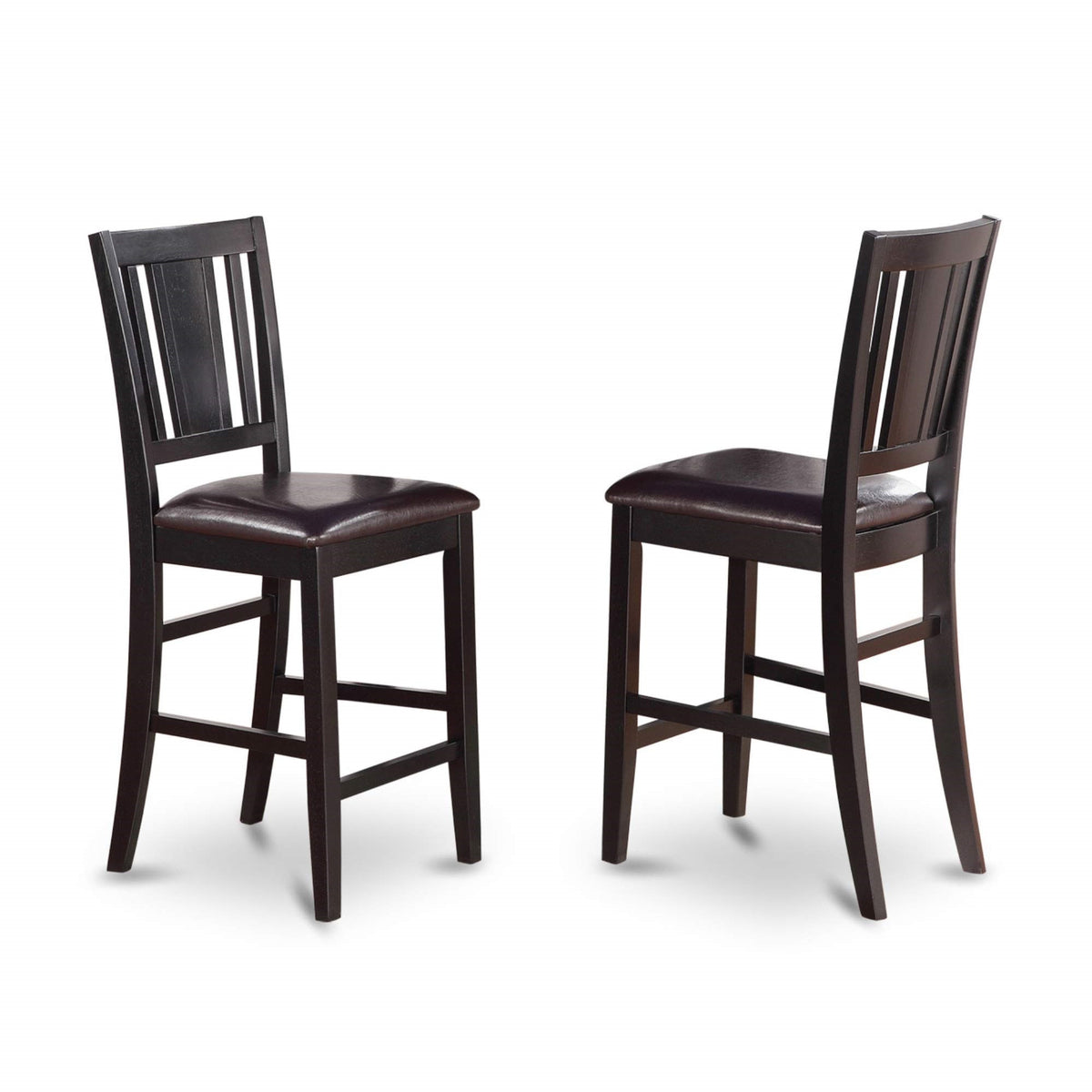 Casafoyer Set Of 2 Kitchen Chairs, Upholstered Seat, Black Finish - Modern Design, Premium Faux Leather, Solid Wood Structure - Ideal For Dining Area, Comfortable And Stylish - 21X17X42