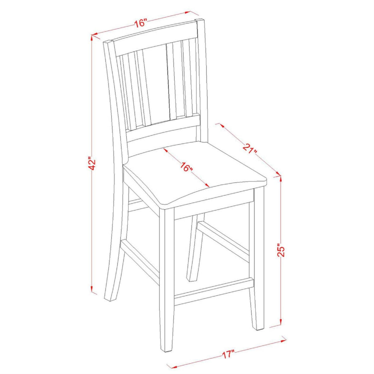 Yardlio Stylish Counter Height Bar Stool - Elegant Oak Finish - Set Of 2 - Perfect For Dining Spaces - Sturdy Wooden Seat With Backrest