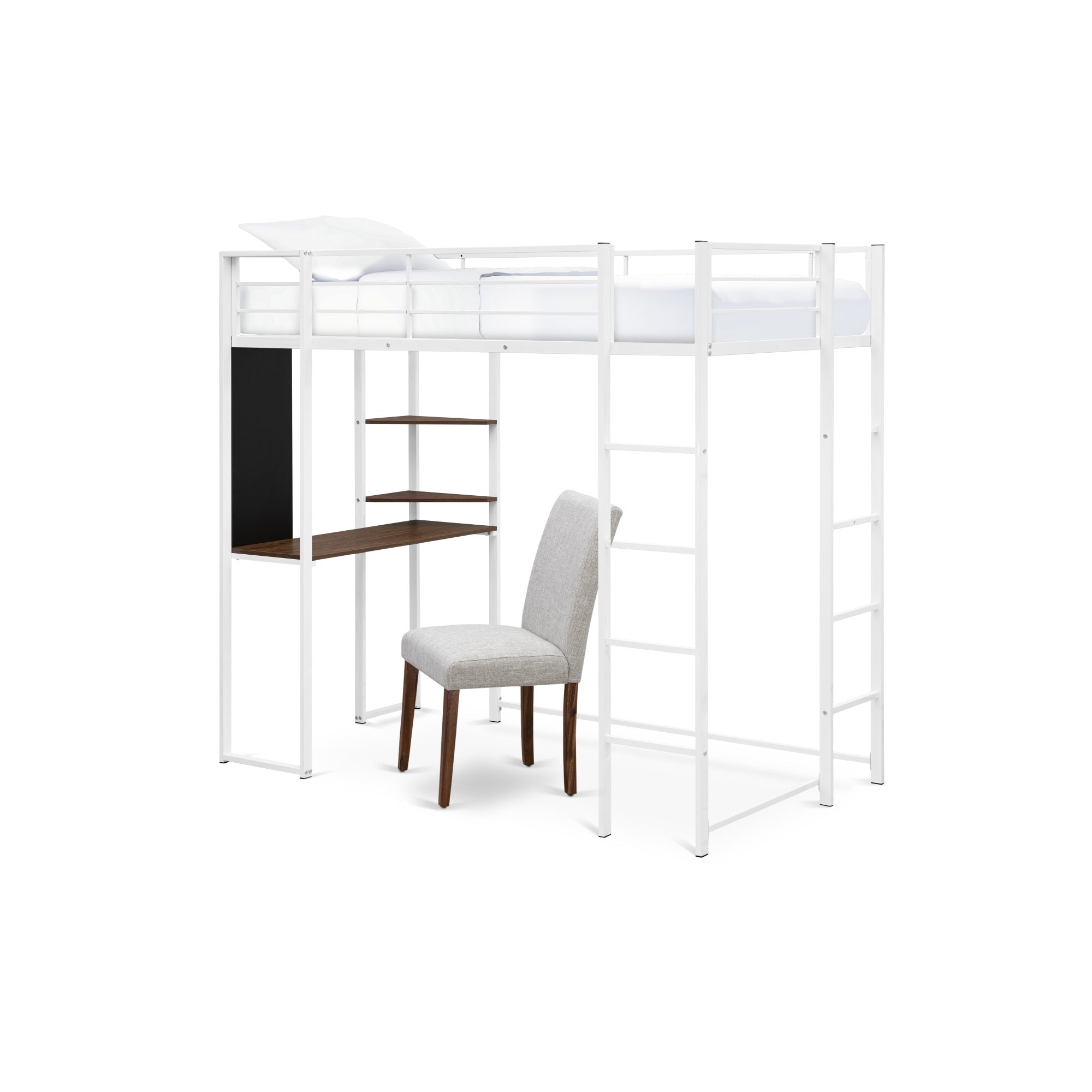 Butlwhi Buckland Twin Loft Bed In Powder Coating White Color