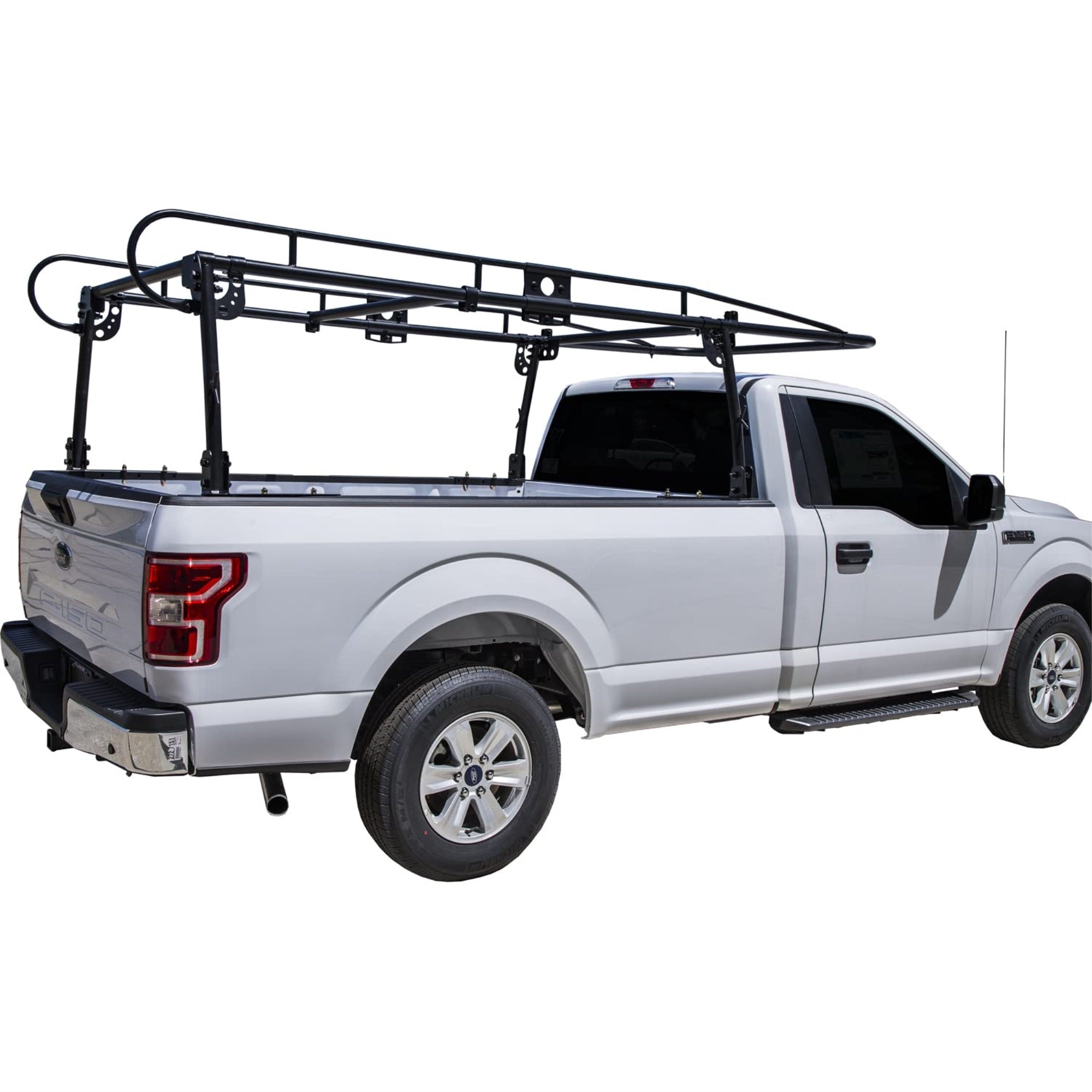 Buyers Products 1501150 Steel Truck Ladder Rack, 1000Lb Limit, Black Powder-Coat, Fits Full-Sized 5.5 Ft To 8 Ft Beds, Clamp Or Bolt Mount, Contractor Rack For Pickup Trucks, Cargo Rack For Truck