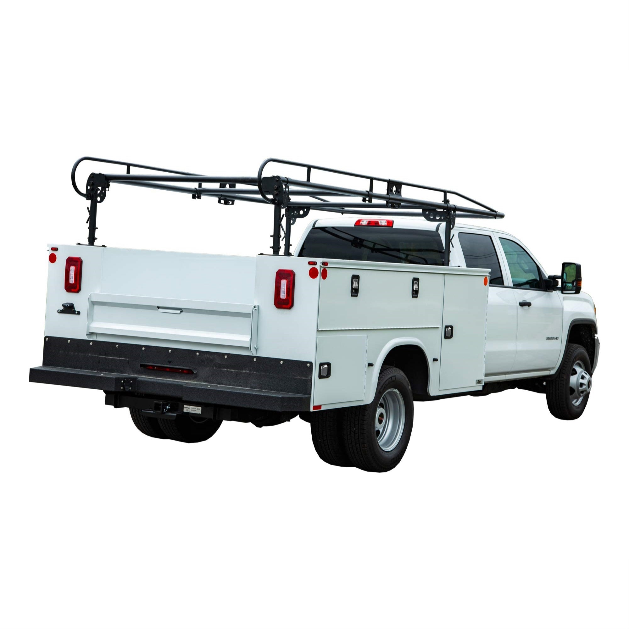 Buyers Products 1501250 Steel Service Body Ladder Rack, 162 Inch Length, 1000Lb Limit, Black Powder-Coat, Bolt On Mount, Contractor Rack For Service Body Truck, Cargo Rack For Truck