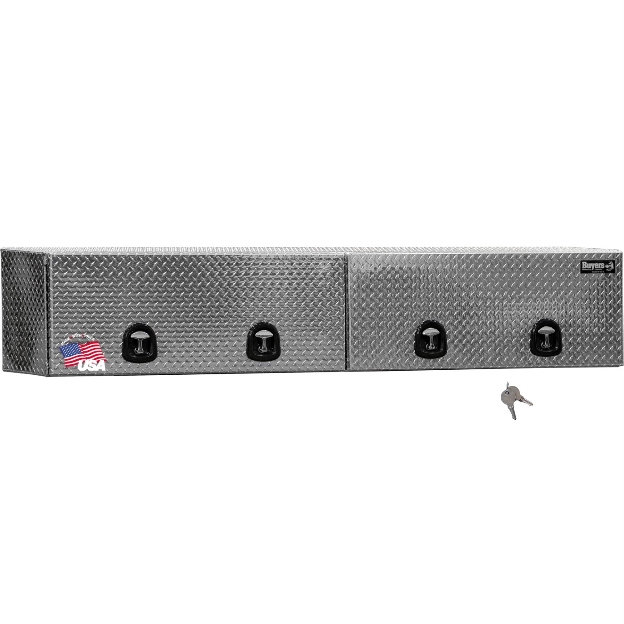 Buyers Products 1701770 Aluminum Topsider Truck Tool Box W/Flip-Up Door & Compression Latch, 18 X 16 X 96, Diamond Tread Toolbox For Work Trucks Storage & Organization