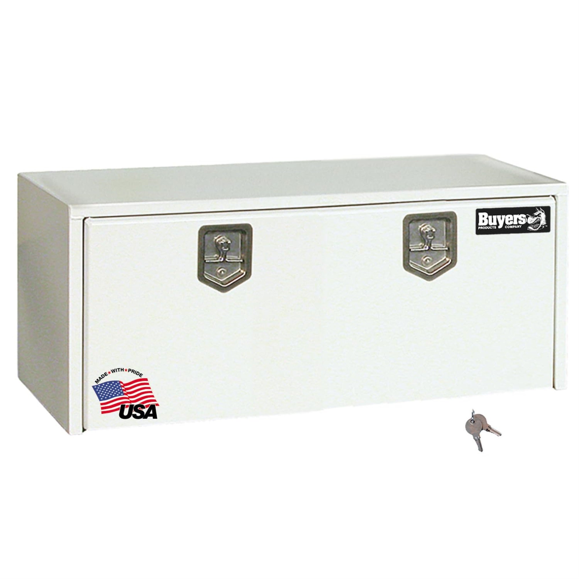 Buyers Products 1702410 White Steel Underbody Truck Tool Box, 18 X 18 X 48 Inch, Made In The Usa, Truck Tool Box For Storage & Organization, Job Box For Worksite