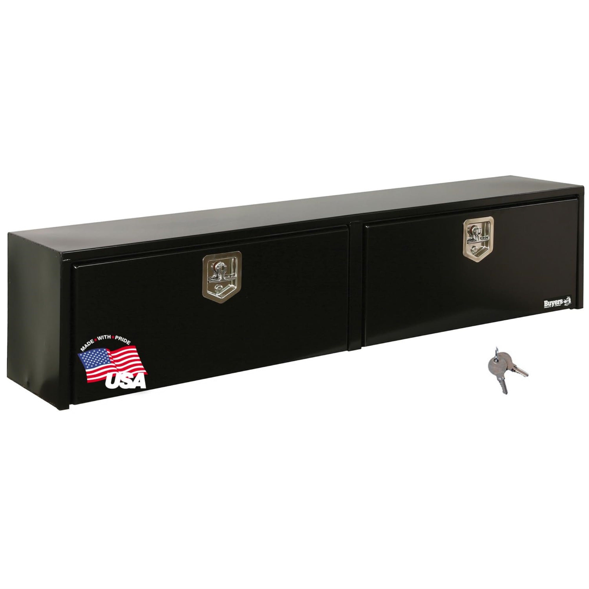Buyers Products 1702940 Black Steel Topsider Truck Box With T-Handle Latch, 16 X 13 X 72 Inch, Truck Tool Box For Storage And Organization, Lockable Tool Chest For Work Trucks