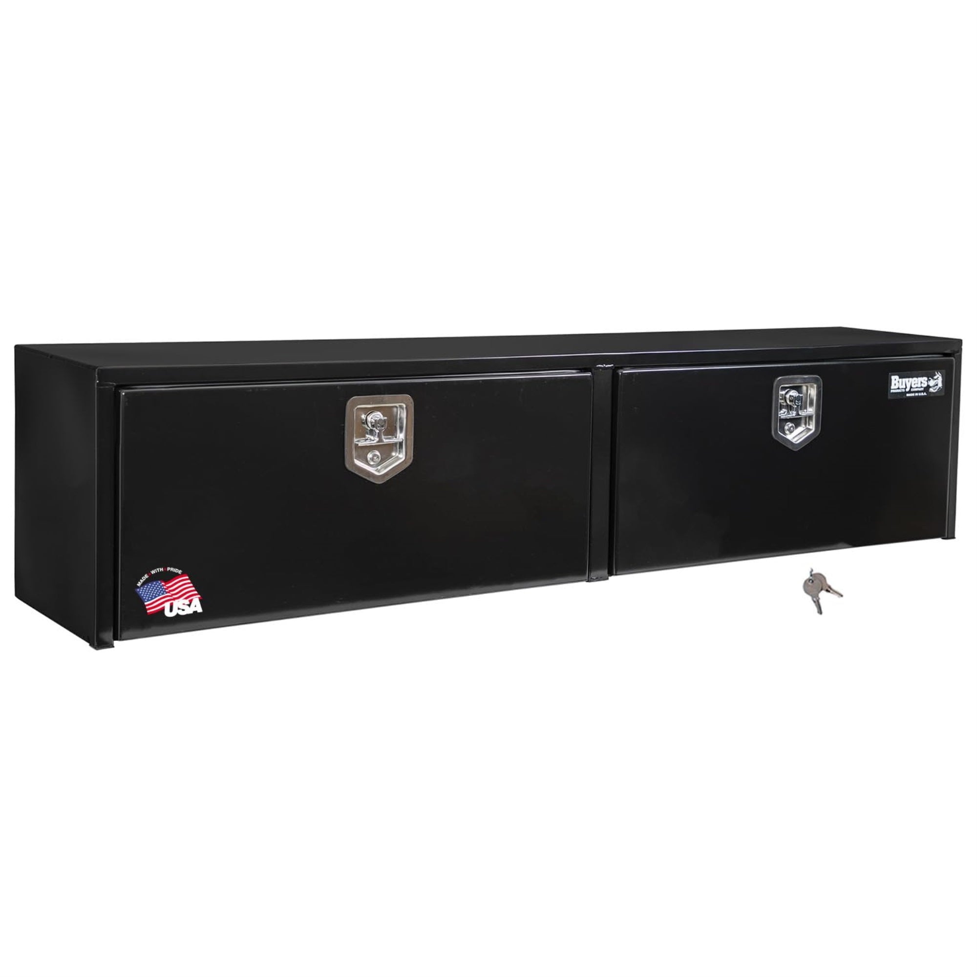 Buyers Products 1702950 Black Steel Topsider Truck Box With T-Handle Latch, 16 X 13 X 88 Inch, Truck Tool Box For Storage And Organization, Lockable Tool Chest For Work Trucks