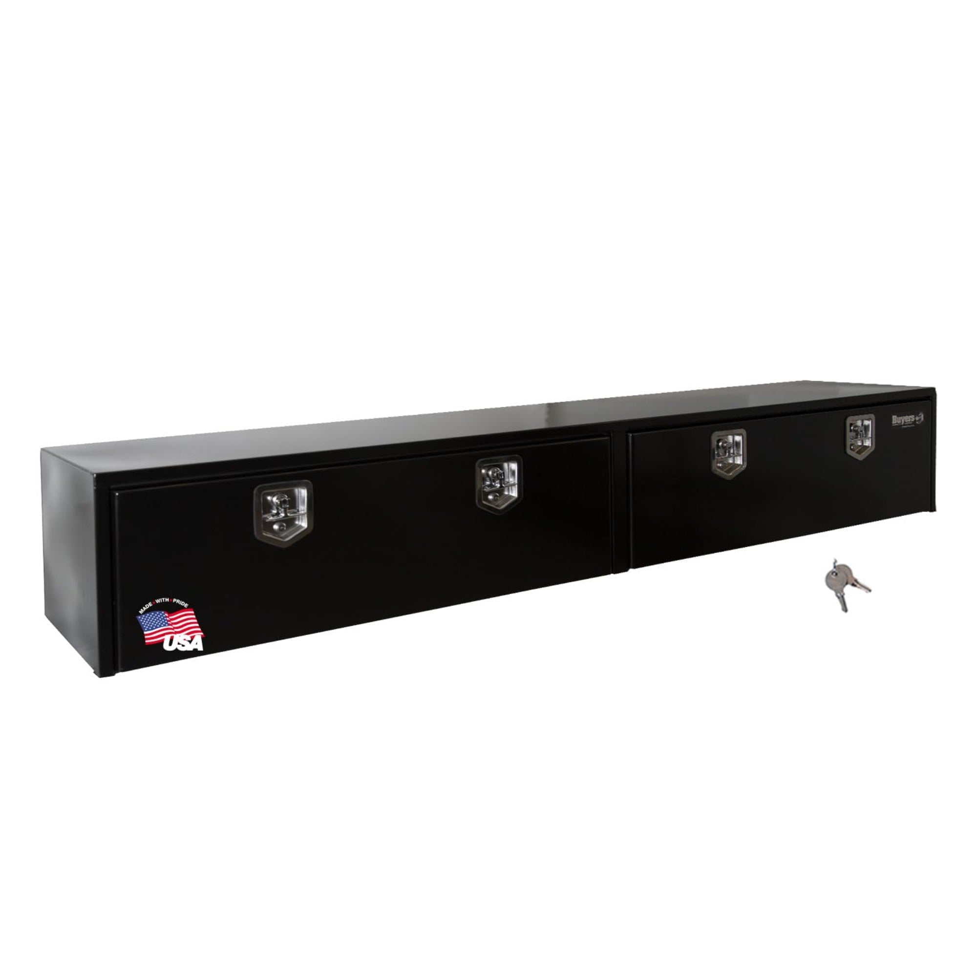 Buyers Products 1702960 Black Steel Topsider Truck Box With T-Handle Latch, 16 X 13 X 96 Inch Truck Tool Box For Storage And Organization, Lockable Tool Chest For Work Trucks