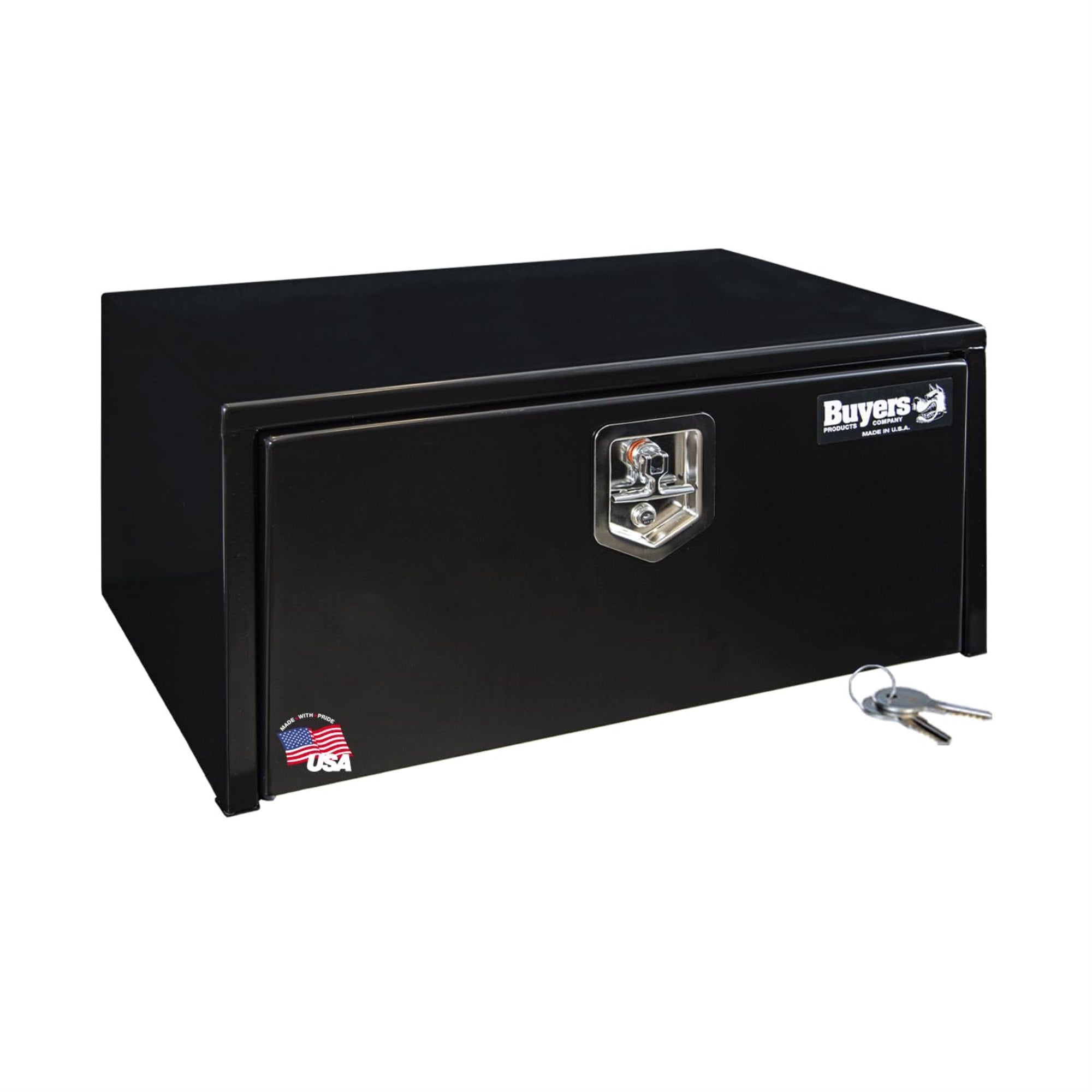 Buyers Products 1703303 Black Steel Underbody Truck Box With Lockable T-Handle Latch, 14 X 16 X 30 Inch, Made In The Usa, Tool Box For Bed Of Truck, Tool Chest For Storage & Organization
