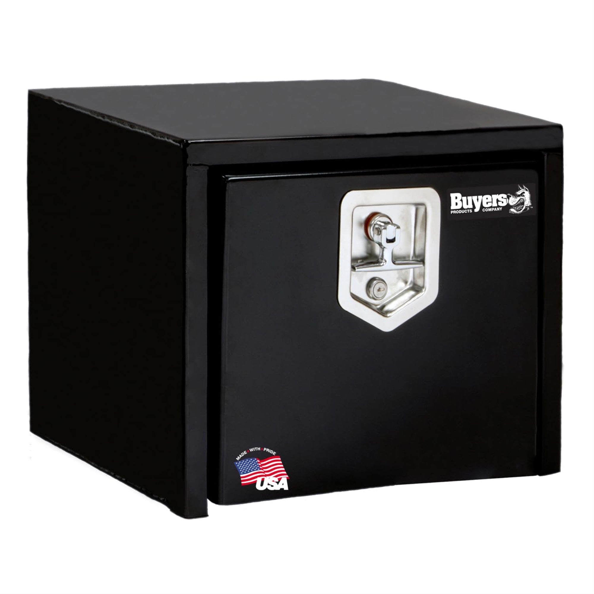 Buyers Products 1703349 Black Steel Underbody Truck Box With T-Handle Latch, 14 X 12 X 18 Inch, Contractor Toolbox For Organization And Storage, Job Tool Chest