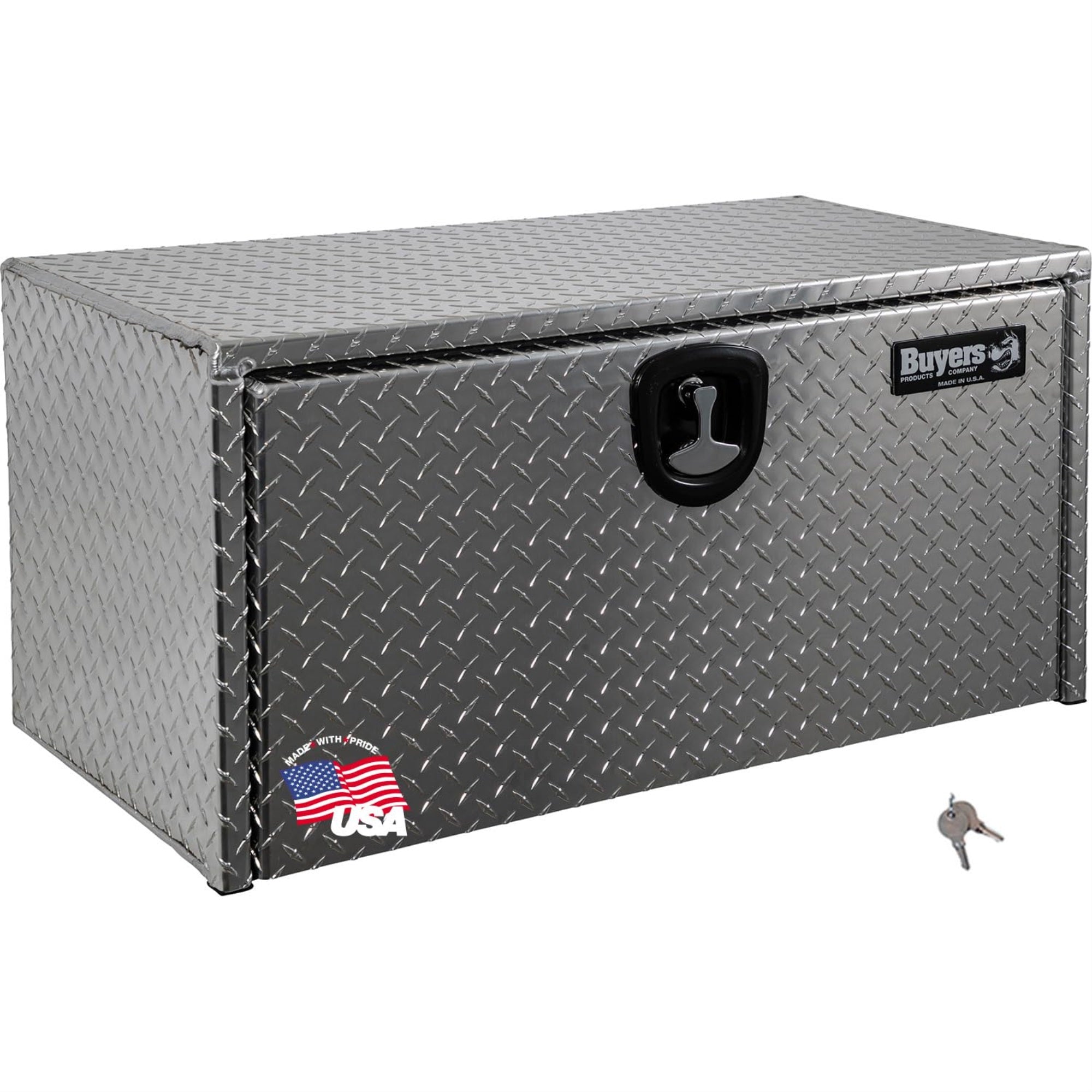 Buyers Products 1705105 Silver Diamond Tread Aluminum Underbody Truck Box With T-Handle Latch, 18 X 18 X 36 Inch, Contractor Toolbox For Organization And Storage, Job Tool Chest