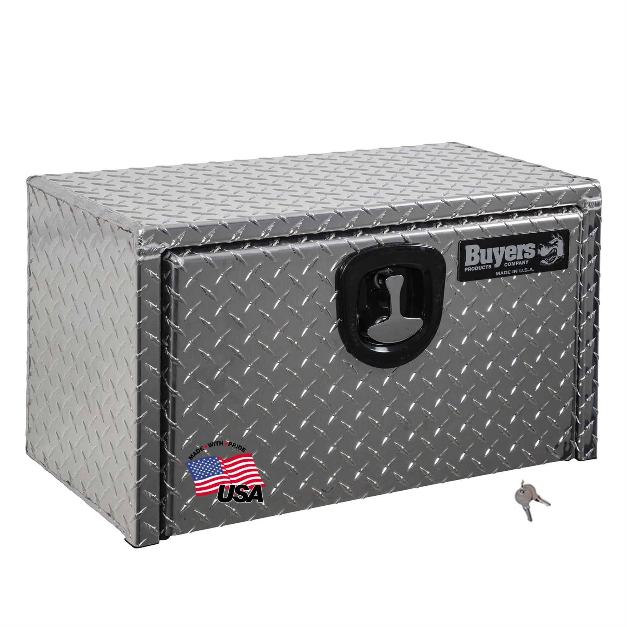Buyers Products 1705149 Diamond Tread Aluminum Underbody Truck Box With T-Handle Latch, 14 X 12 X 18 Inch