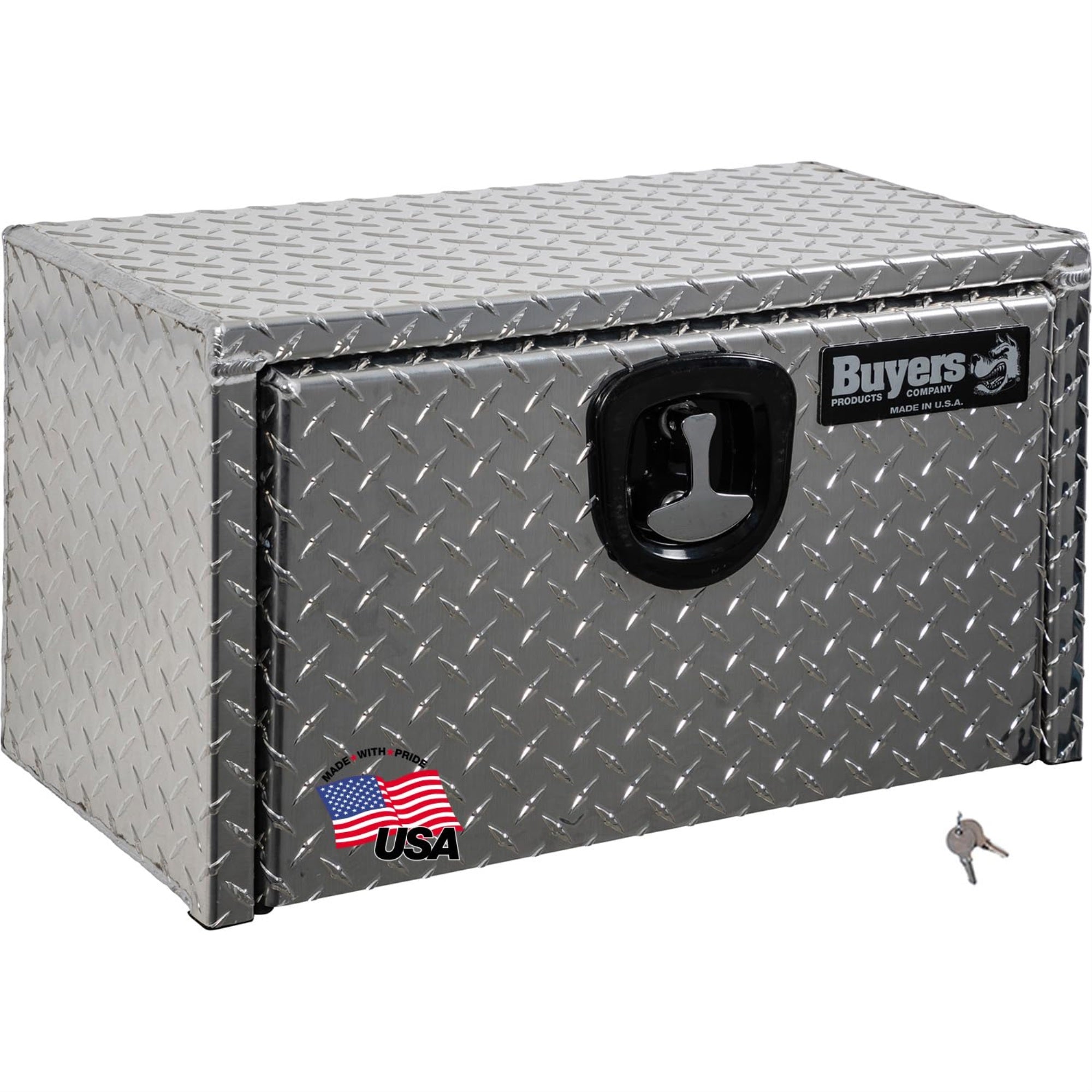 Buyers Products 1705150 Diamond Tread Aluminum Underbody Truck Box With T-Handle Latch, 14 X 12 X 24 Inch