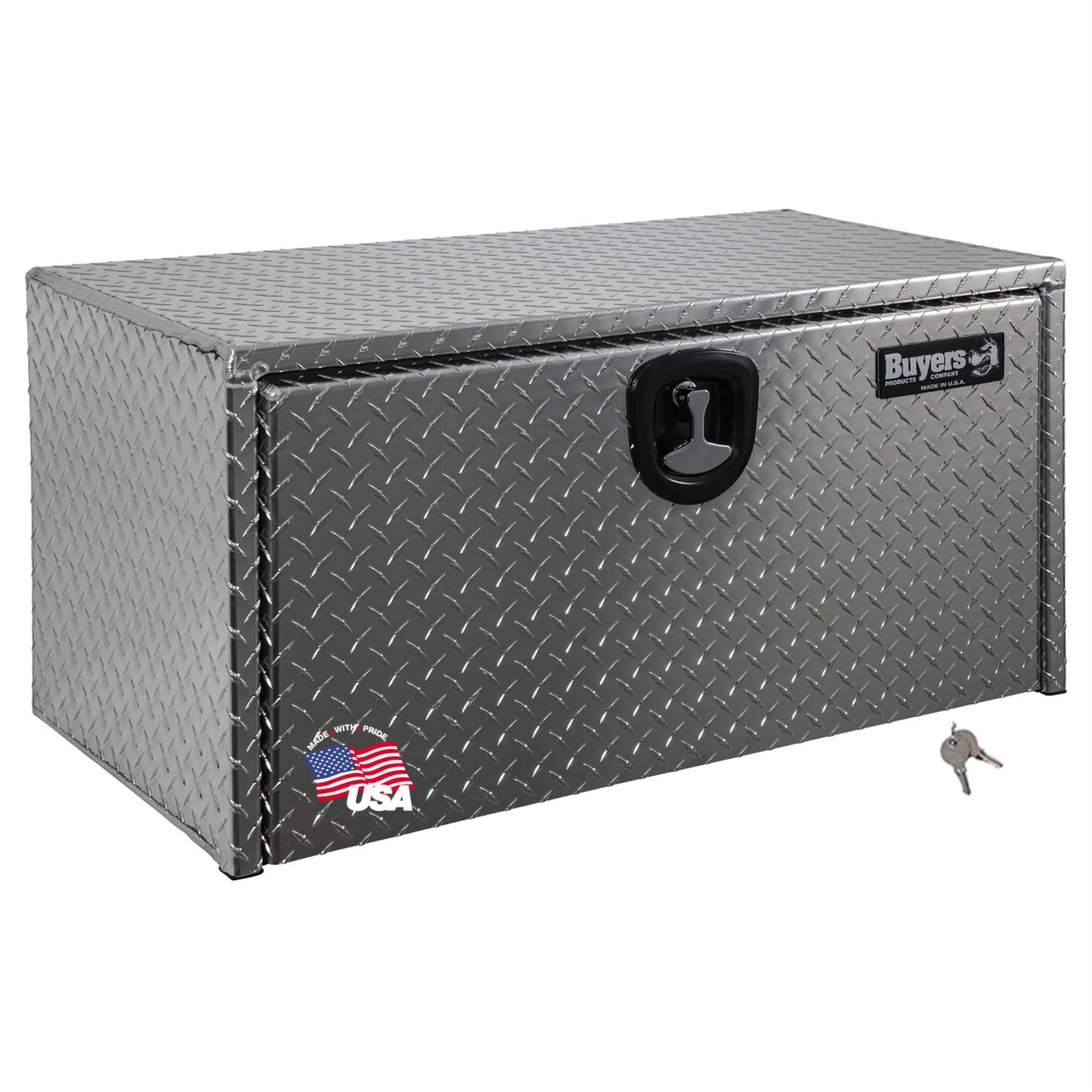 Buyers Products 1705153 Diamond Tread Aluminum Underbody Truck Box With T-Handle Latch, 14 X 12 X 30 Inch