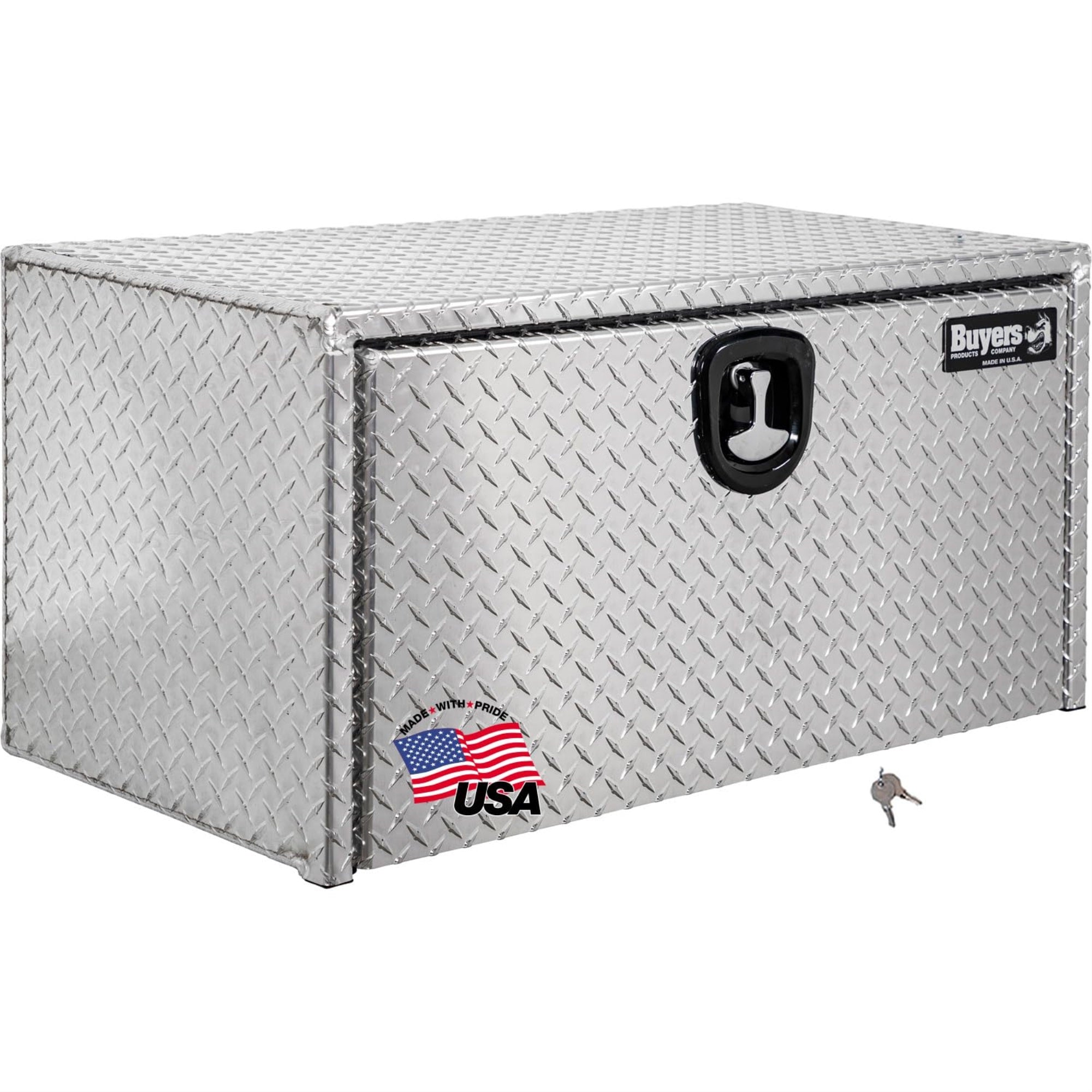 Buyers Products 1735105 Diamond Tread Aluminum Underbody Truck Box W/3-Point Compression Latch, 18 X 18 X 36 Inch, Made In The Usa, Work Truck Tool Box, Job Box For Storage & Organization
