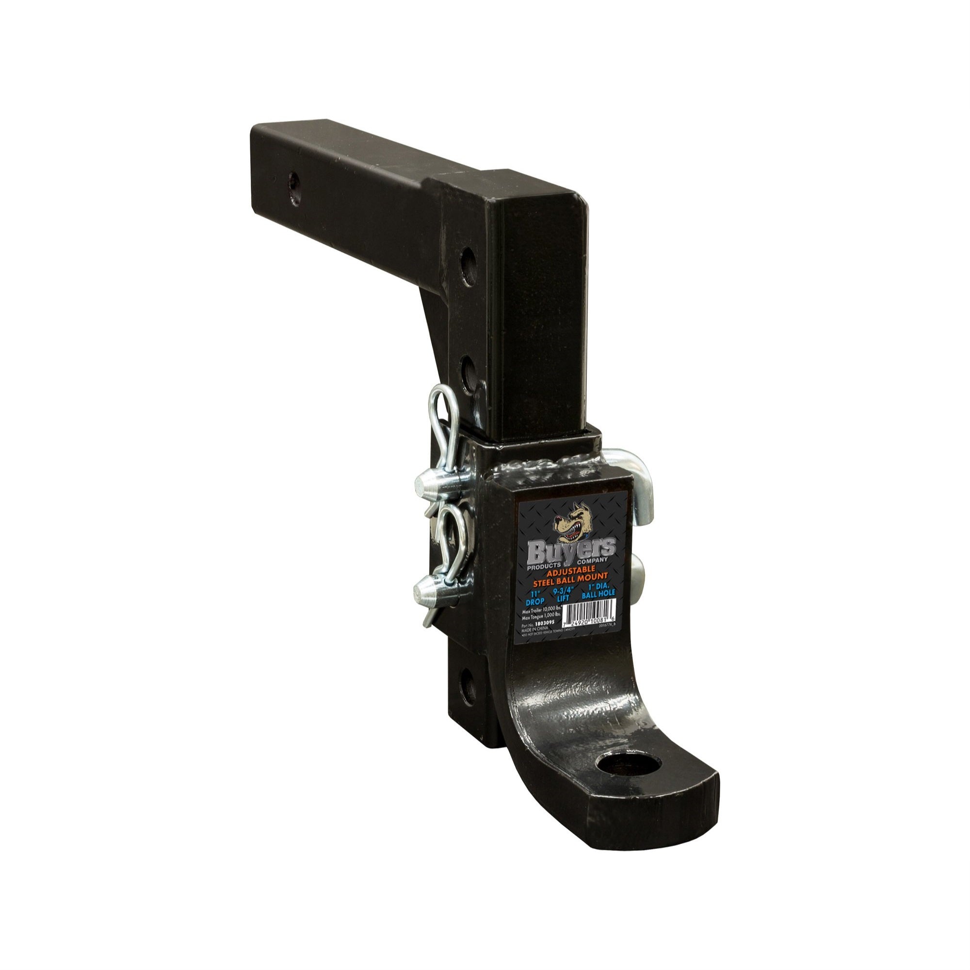 Buyers Products 1803095 4-Position 2 Inch Solid Shank Adjustable Ball Mount , Black