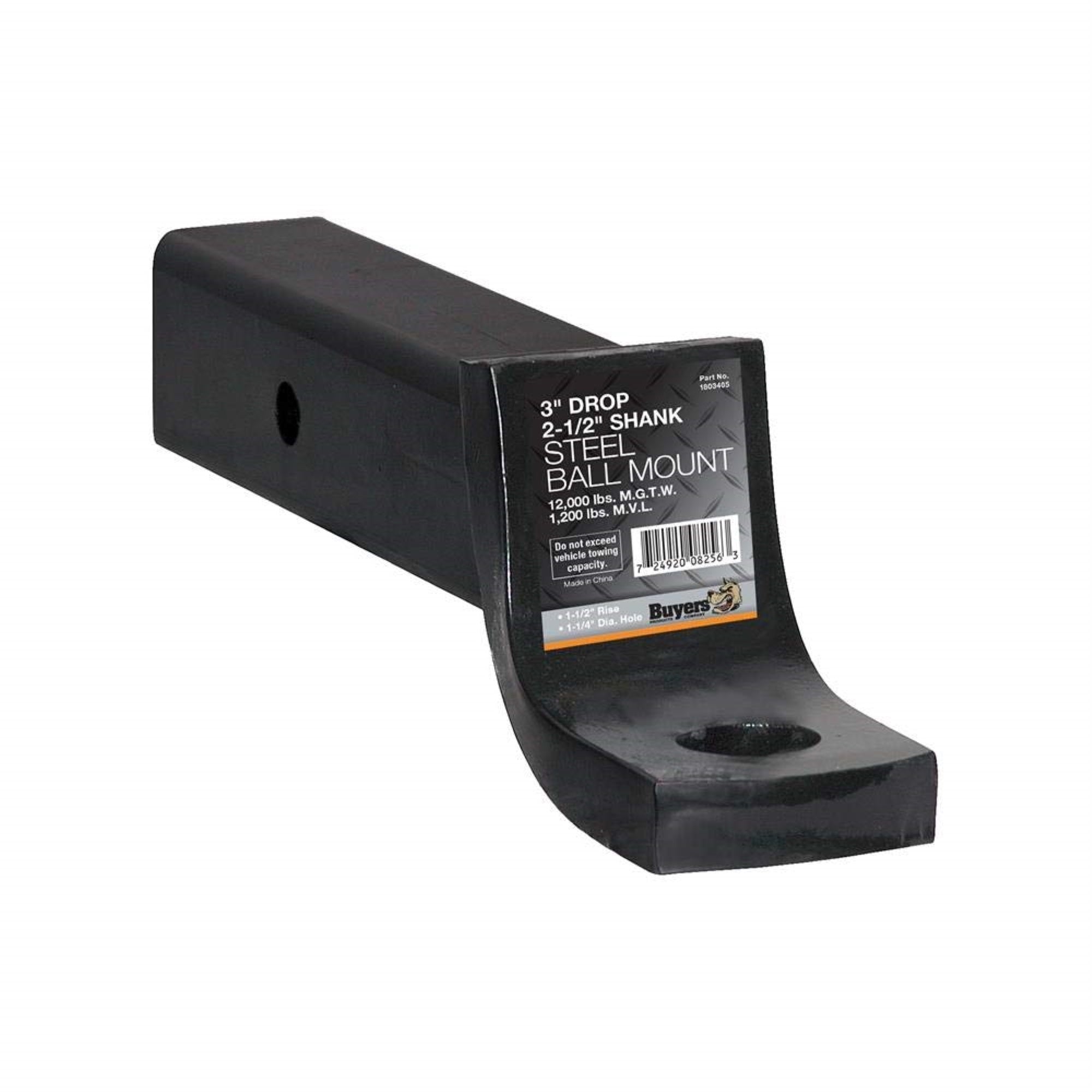 Buyers Products 1803405 Black Towing Ball Mount
