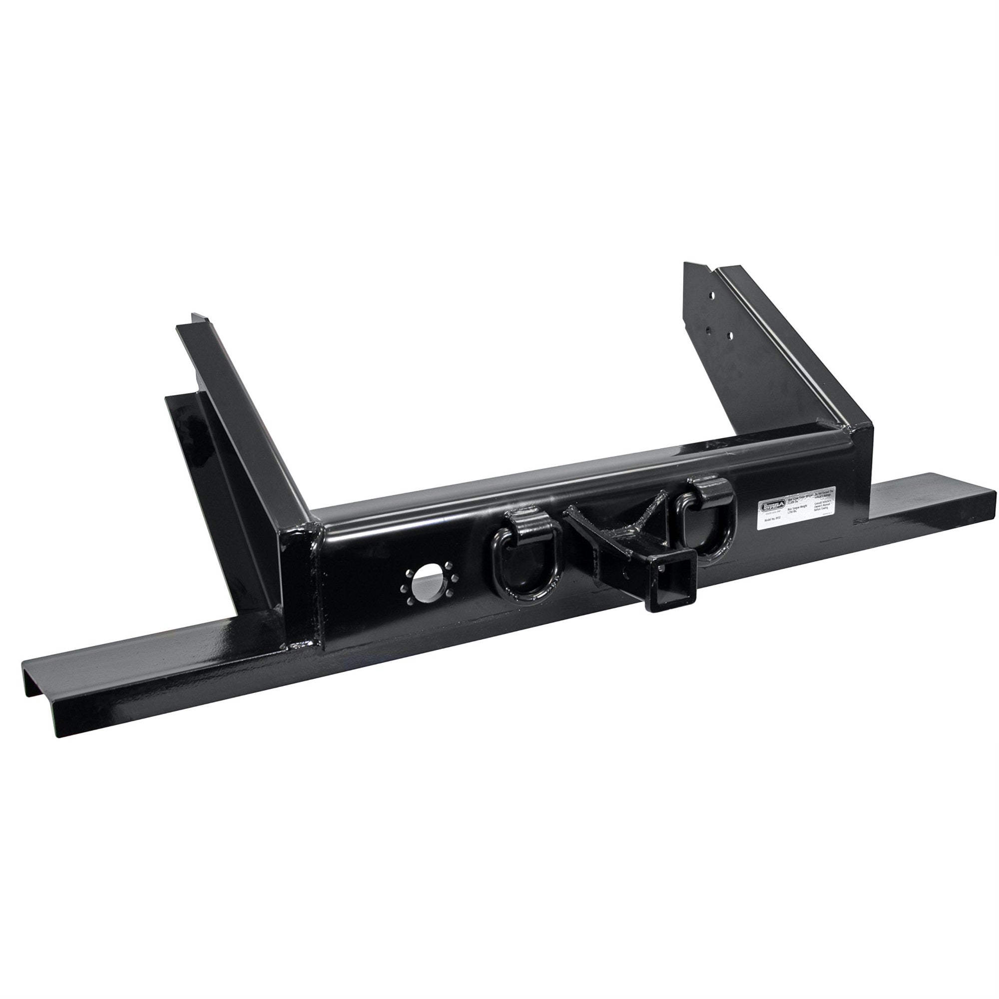 Buyers Products 1809055 Flatbed/Flatbed Dump Hitch Plate Bumper With 2 Inch Receiver, 17,000 Mgtw, Pintle Hook Hitch Plate, Flatbed Truck Accessories, Black
