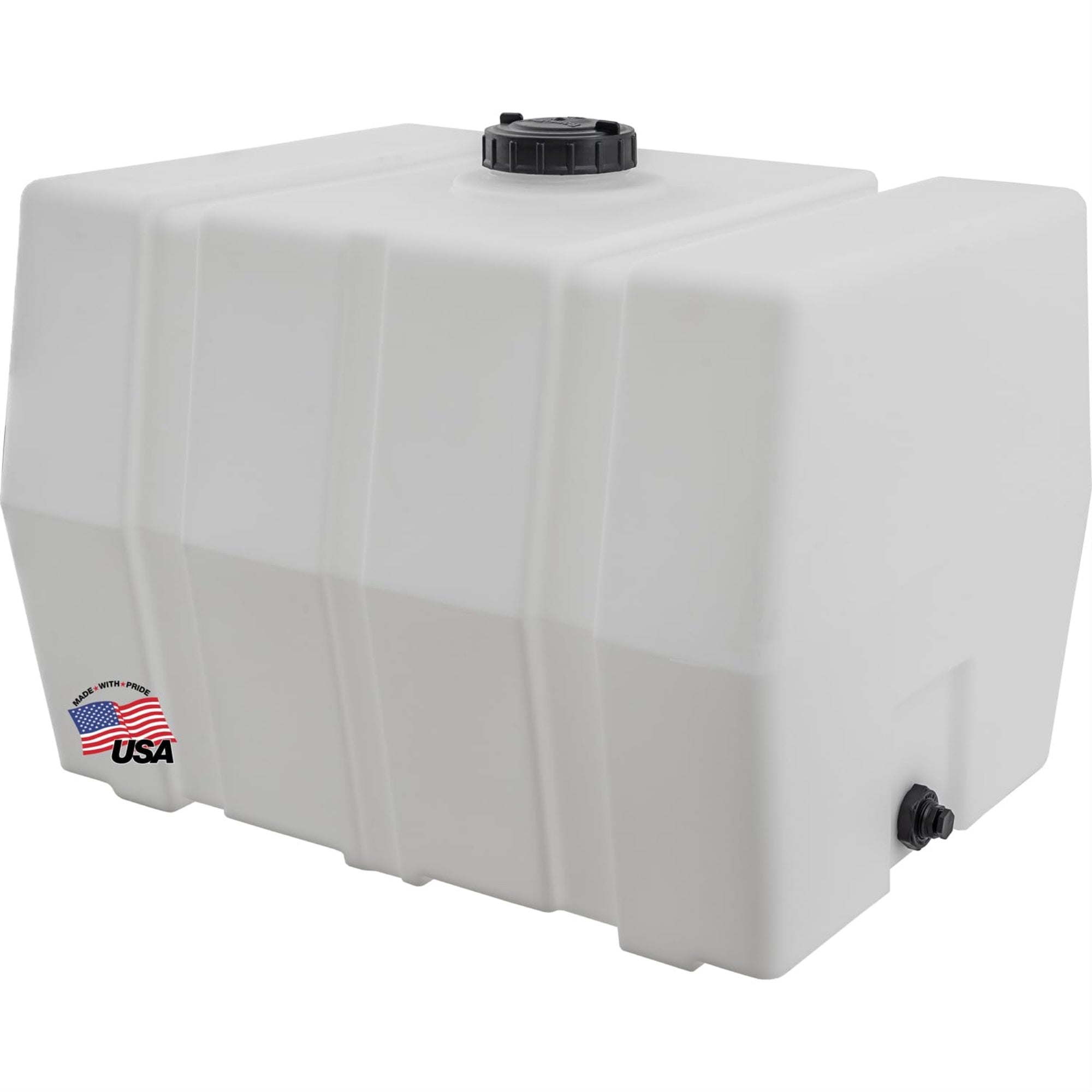 Romotech 82123929 Horizontal Square Reservoir 100 Gallon, Made In The Usa, Poly Tank For Farming Water And Non-Flammable Liquids, Rust And Corrosion Proof, Clear