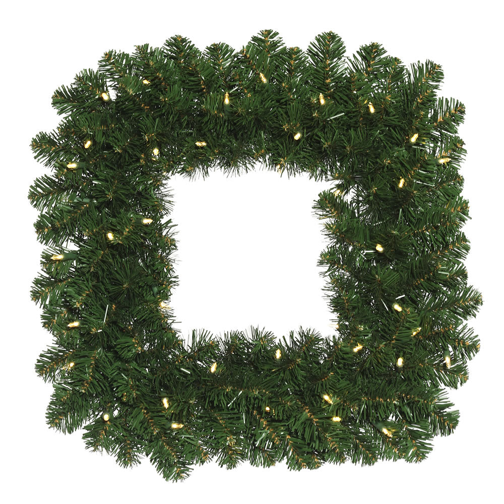 Vickerman 24″ Oregon Fir Sq Wreath WA 50LED WmWht - C164825LED