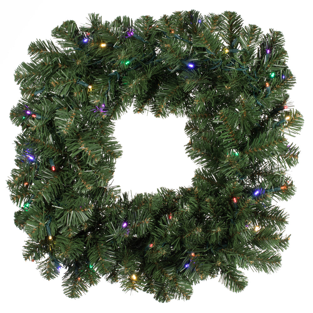 Vickerman 24″ Oregon Fir Sq Wreath WA 50LED Multi - C164826LED