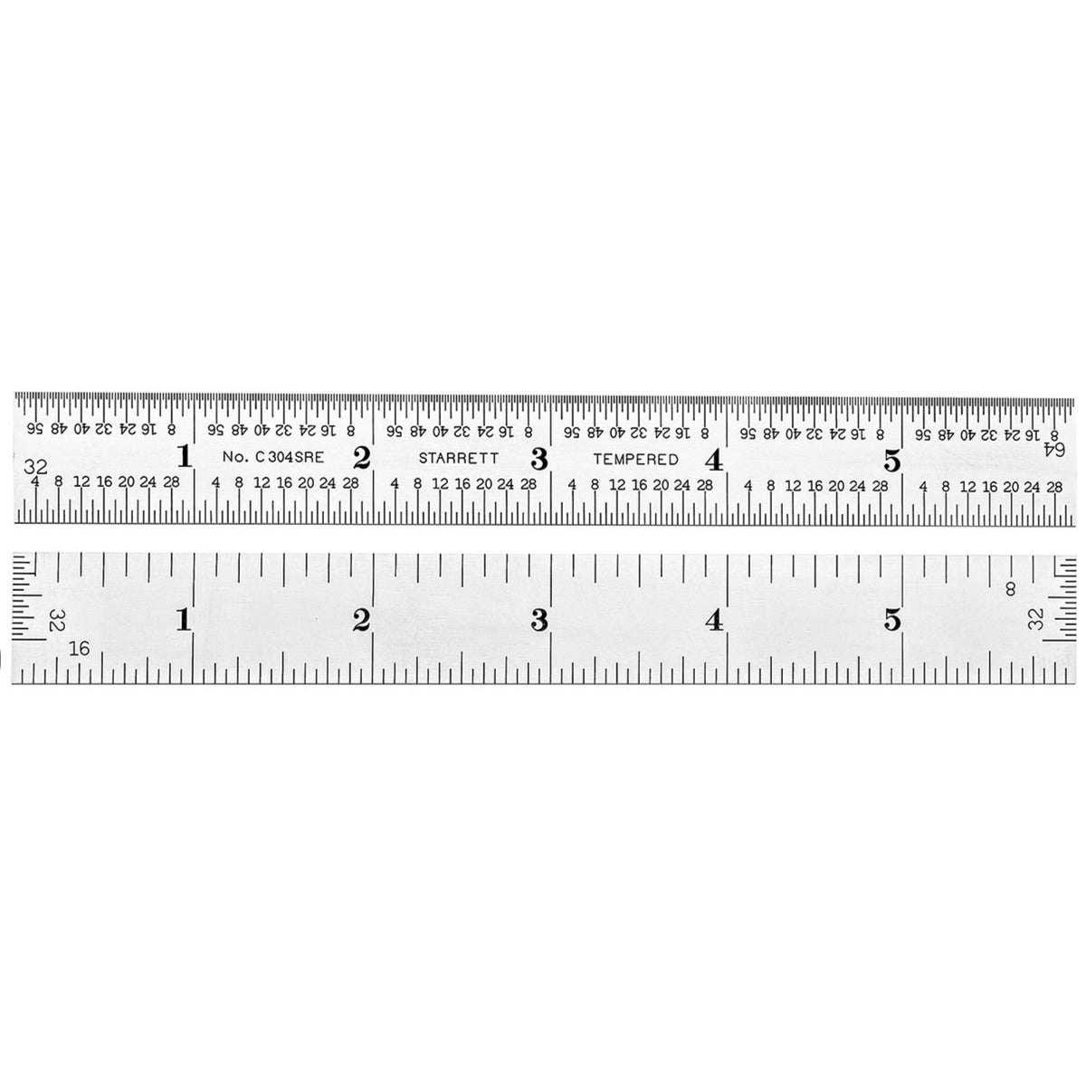 C304Sre-6 Semi-Flexible Steel Rule With Inch Graduations, 4R Style Graduations, 6' Length, 3/4' Width, 1/50' Thickness