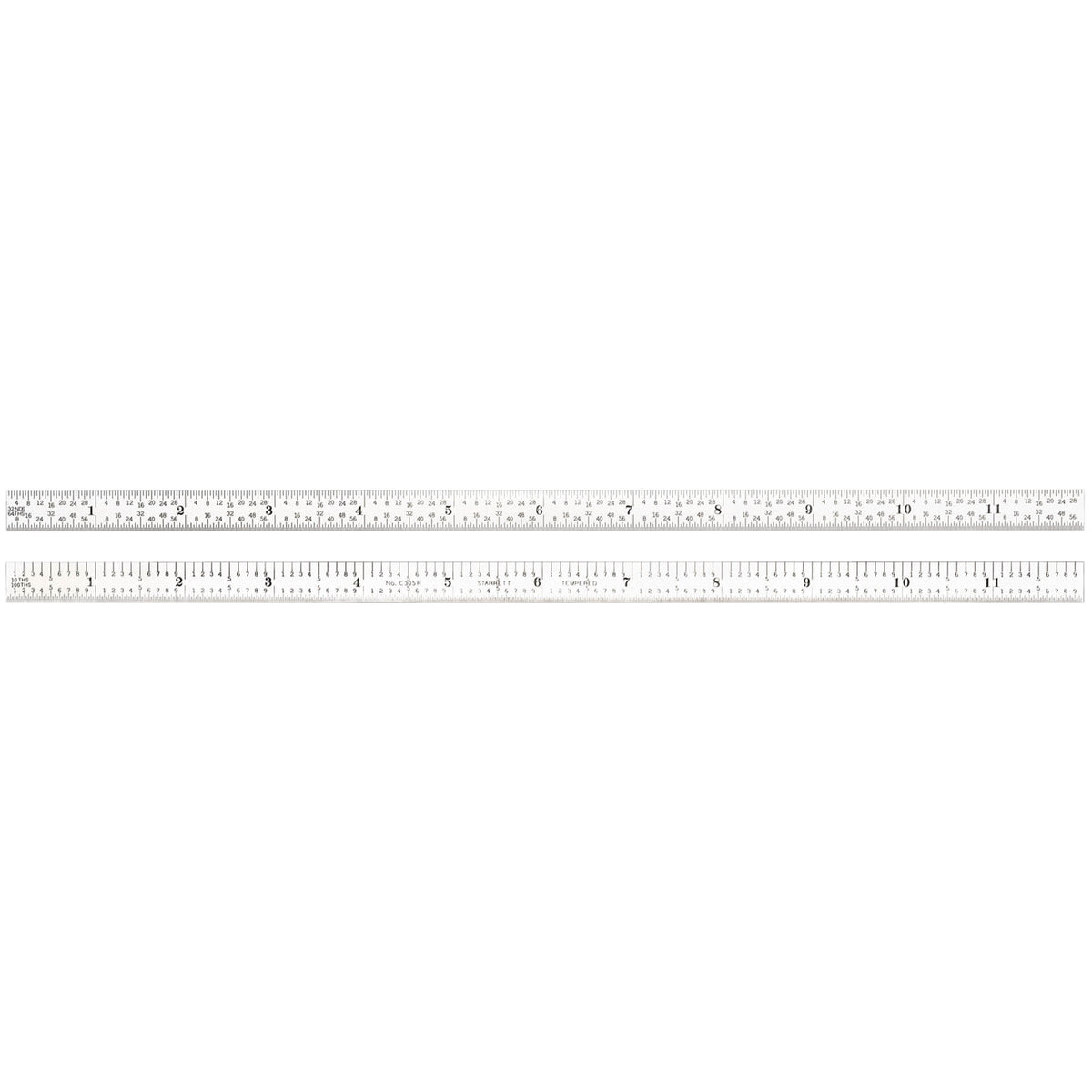 C305R-12 Full Flexible Steel Rule With Inch Graduations, 5R Style Graduations, 12' Length, 1/2' Width, 1/64' Thickness