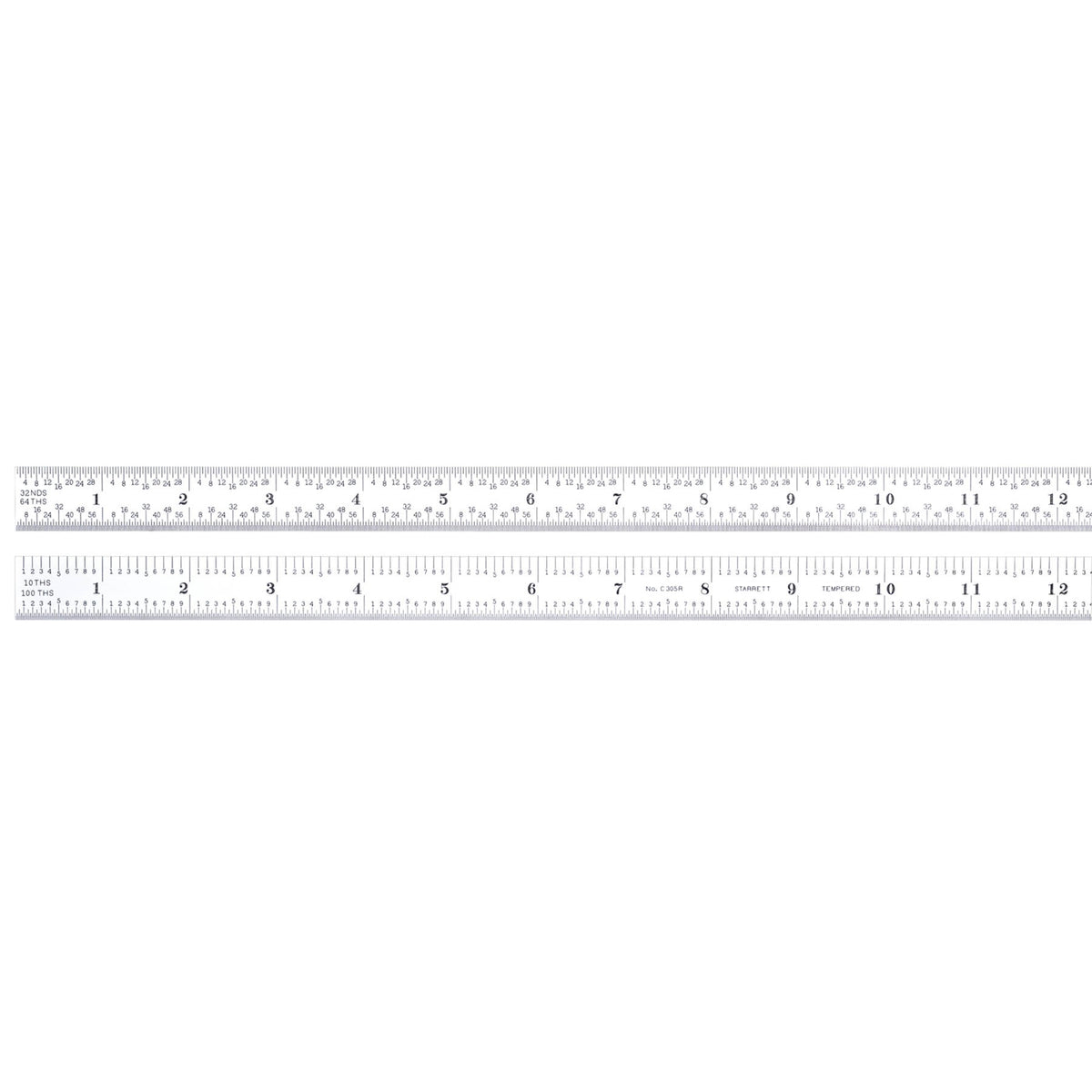 C305R-18 Full Flexible Steel Rule With Inch Graduations, 5R Style Graduations, 18' Length, 3/4' Width, 1/50' Thickness