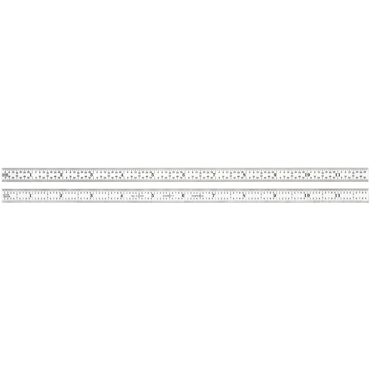 C316R-12 Full Flexible Steel Rule With Inch Graduations, 16R Style Graduations, 12 Length, 1/2 Width, 1/64 Thickness
