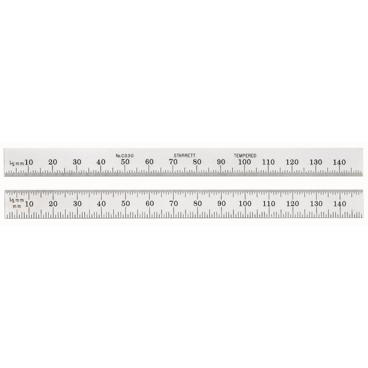 C330-150 150Mm Full-Flexible Steel Rule With Millimeter Graduations, Graduations At 1/2Mm One Side; Mm And 1/2Mm On Reverse