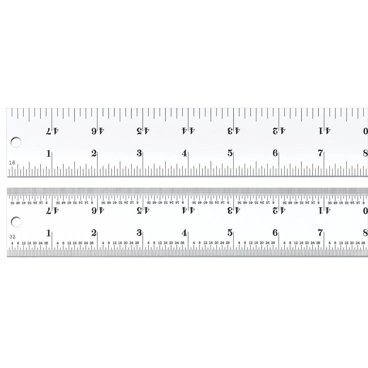 C404R-48 Heavy Spring Tempered Steel Rule With Inch Graduations, 4R Style Graduations, 48 Length 1-1/2 Width, 1/10 Thickness