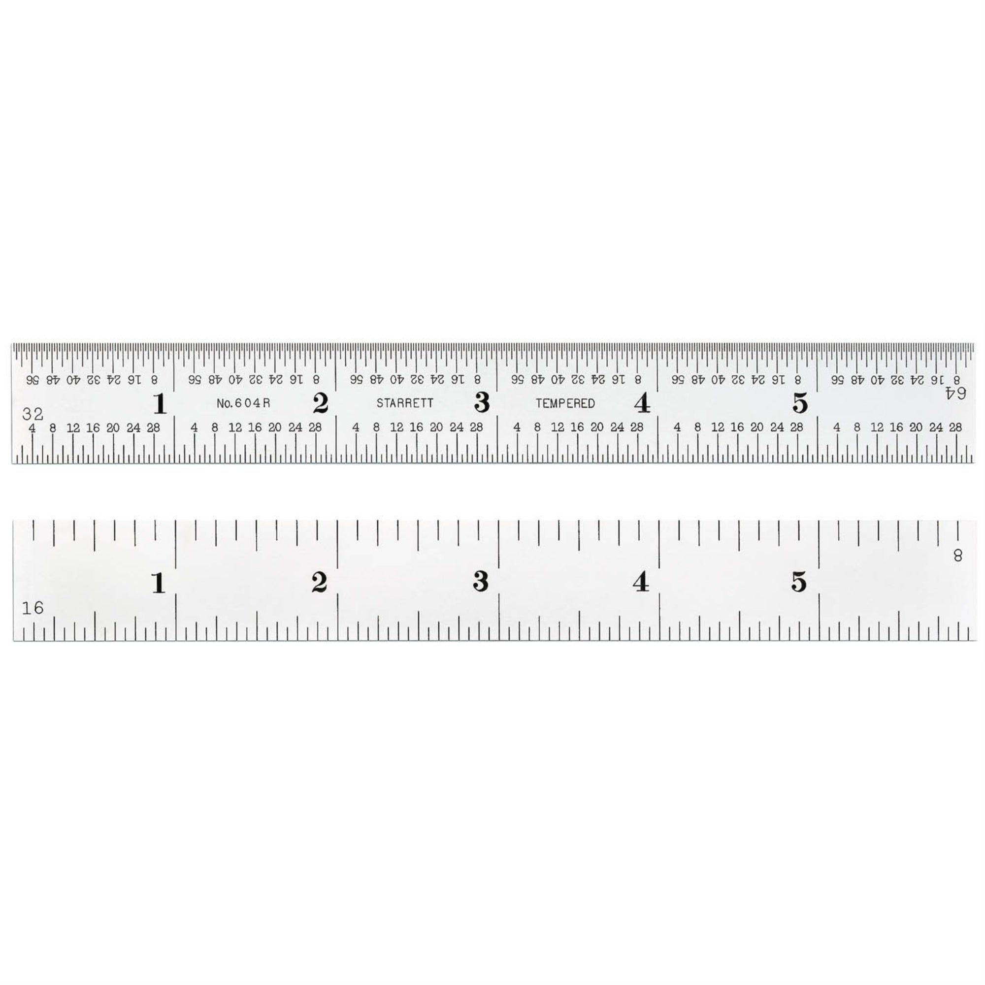 C604r C604R-6 6 Spring-Tempered Steel Rule With Inch Graduations, Graduation ...