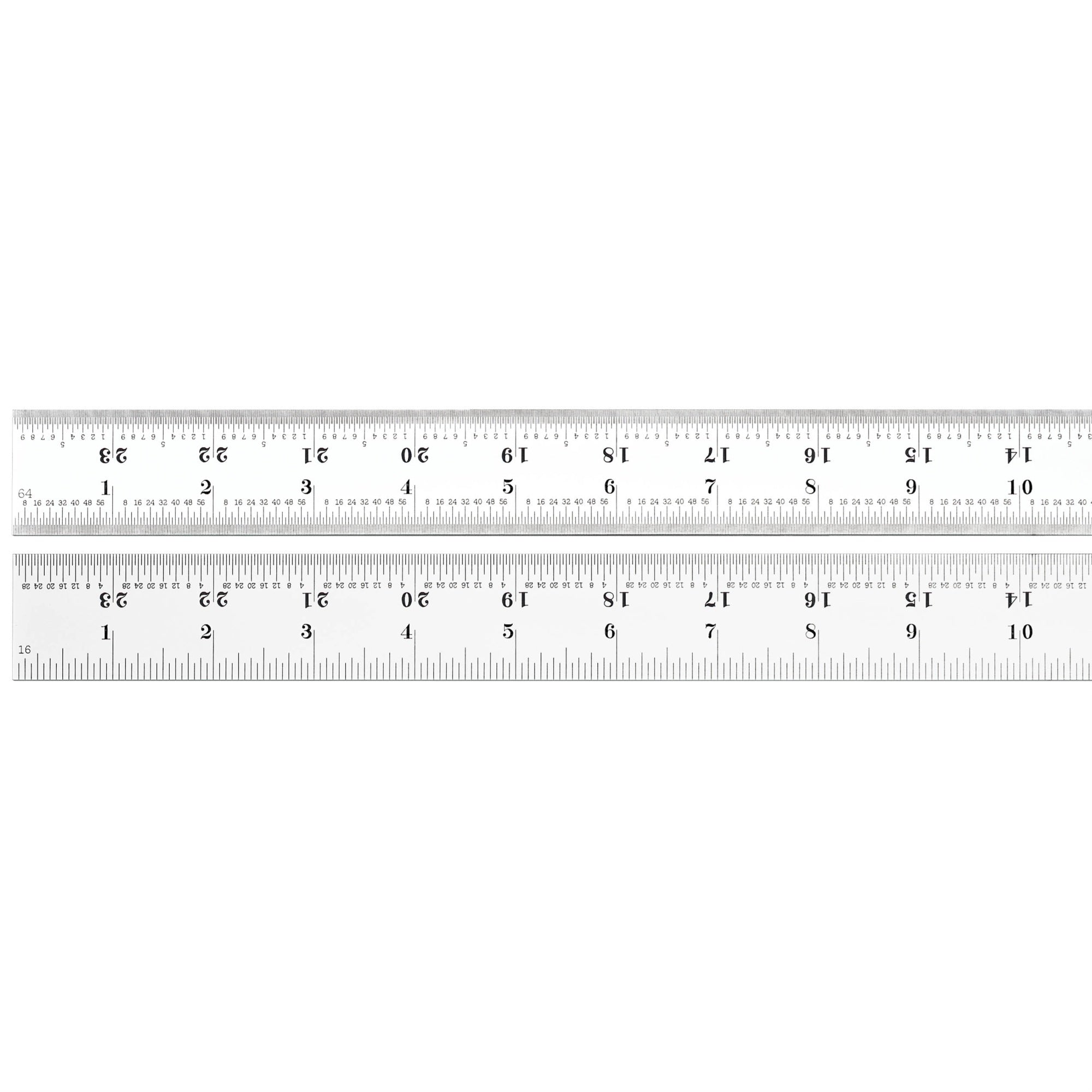 C607R-24 Spring Tempered Steel Rule With Inch Graduations, 7R Style Graduations, 24 Length, 1-1/4 Width, 3/64 Thickness