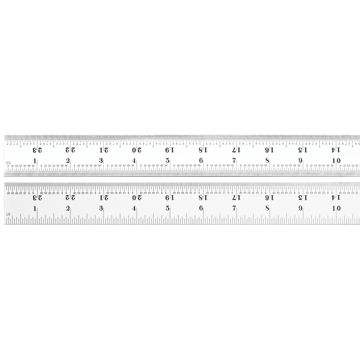 C607R-24 Spring Tempered Steel Rule With Inch Graduations, 7R Style Graduations, 24 Length, 1-1/4 Width, 3/64 Thickness