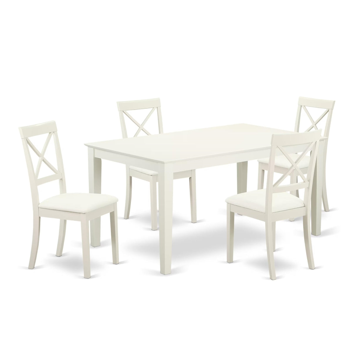 Casafoyer Cabo5-Lwh-Lc Capri 5 Piece Modern Set Includes A Rectangle Wooden Table And 4 Faux Leather Dining Room Chairs, 36X60 Inch