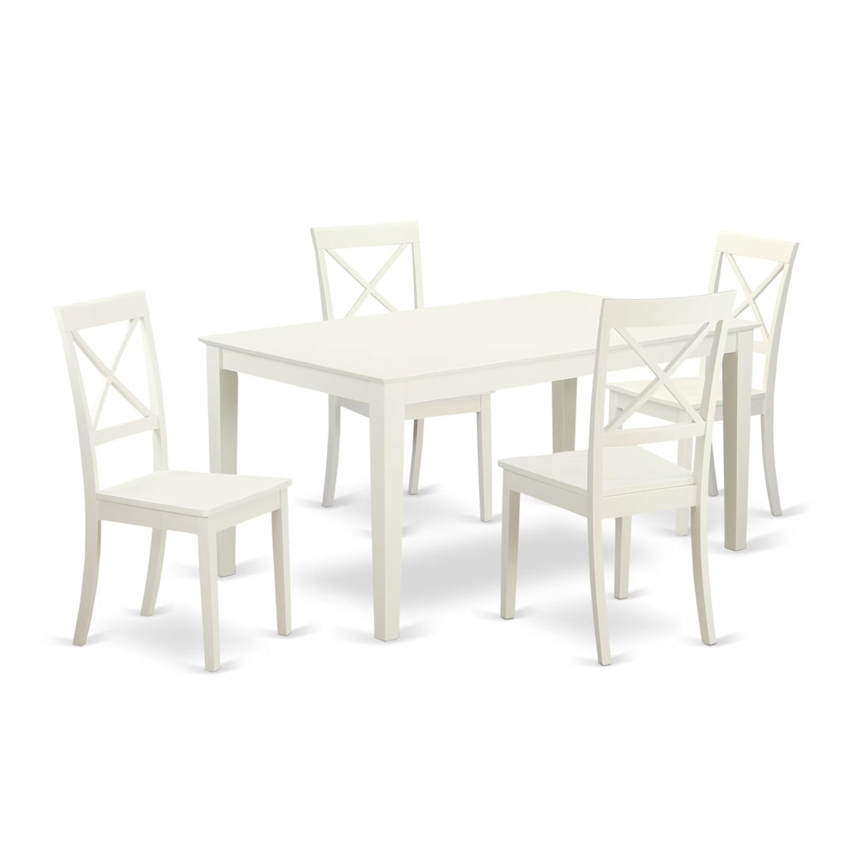 Casafoyer Cabo5-Lwh-W Capri 5 Piece Room Furniture Set Includes A Rectangle Kitchen Table And 4 Dining Chairs, 36X60 Inch