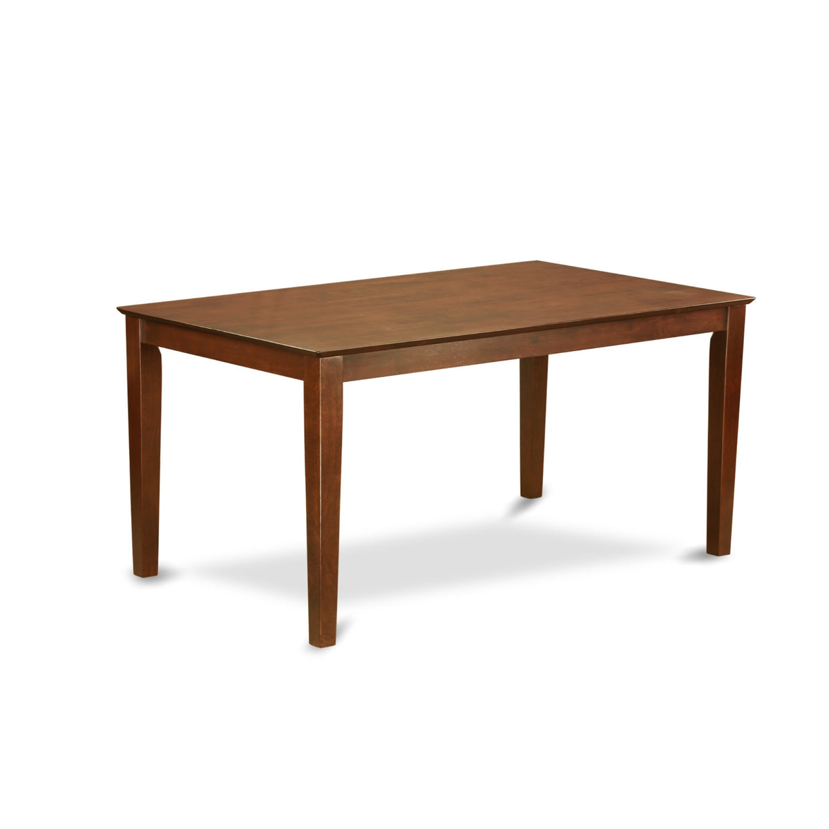 5Pc Dining Set: Rectangle Table & 4 Parson Chairs, Light Fawn Fabric, Mahogany Finish. High-Quality Rubber Wood, Easy Assembly, Seats 4-6.