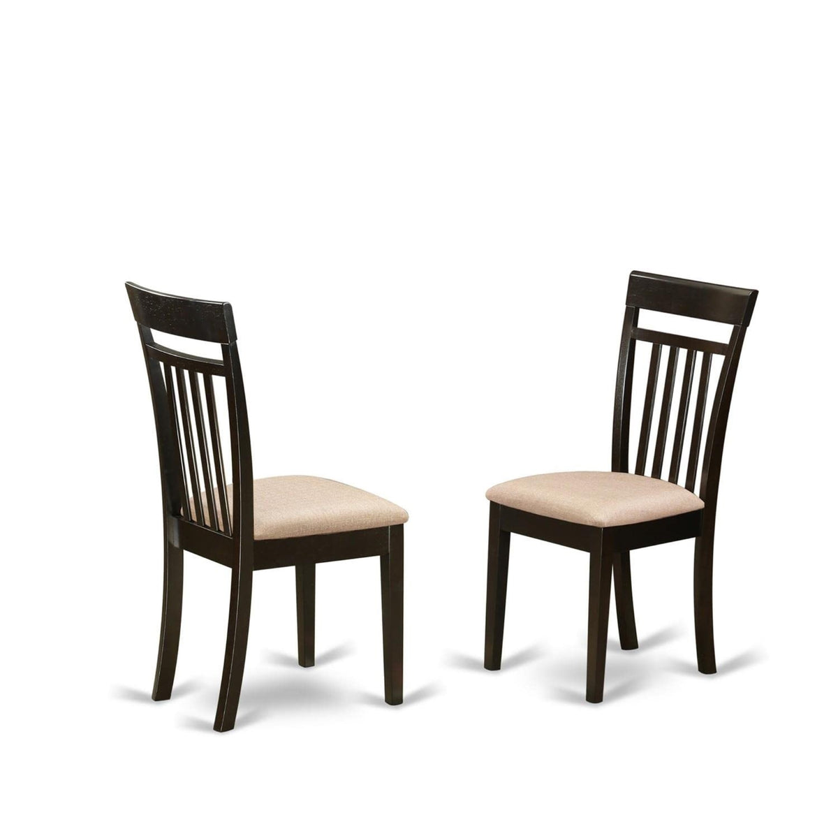 Casafoyer Capri Dining Room Linen Fabric Upholstered Solid Wood Chairs, Set Of 2, Cappuccino