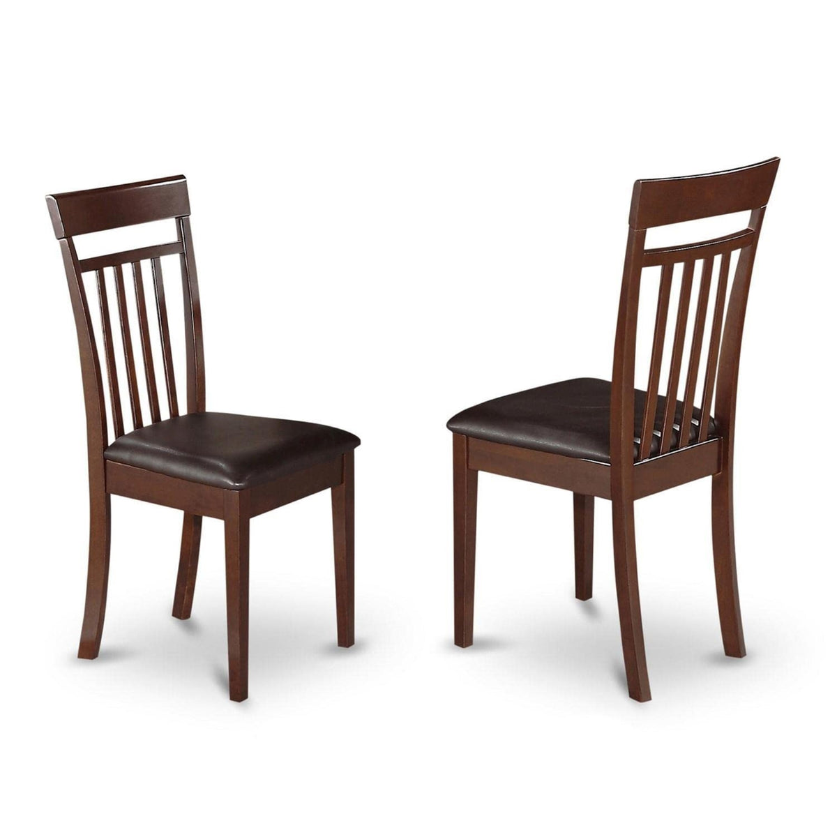 Casafoyer Cac-Mah-Lc Capri Kitchen Dining Chairs - Faux Leather Upholstered Solid Wood Chairs, Set Of 2, Mahogany