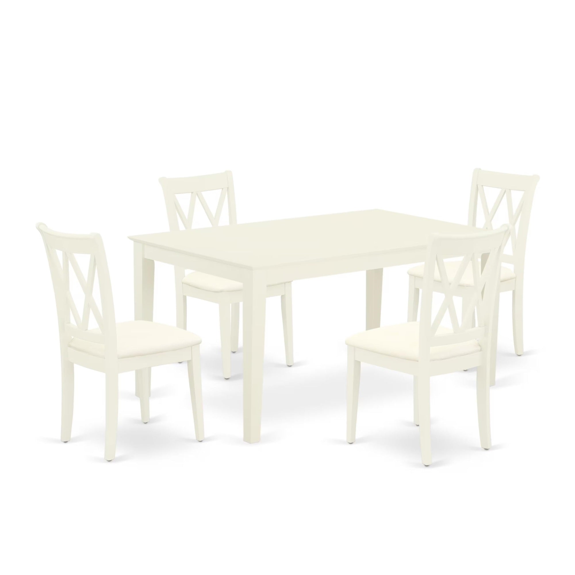 Casafoyer Cacl5-Lwh-C Capri 5 Piece Room Set Includes A Rectangle Kitchen Table And 4 Linen Fabric Upholstered Dining Chairs, 36X60 Inch