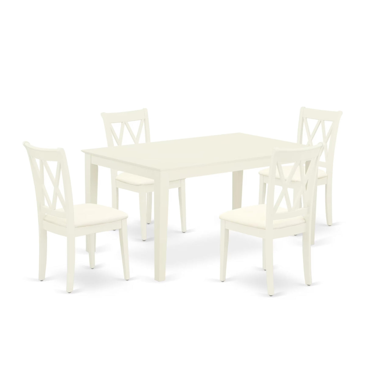 Casafoyer Cacl5-Lwh-C Capri 5 Piece Room Set Includes A Rectangle Kitchen Table And 4 Linen Fabric Upholstered Dining Chairs, 36X60 Inch