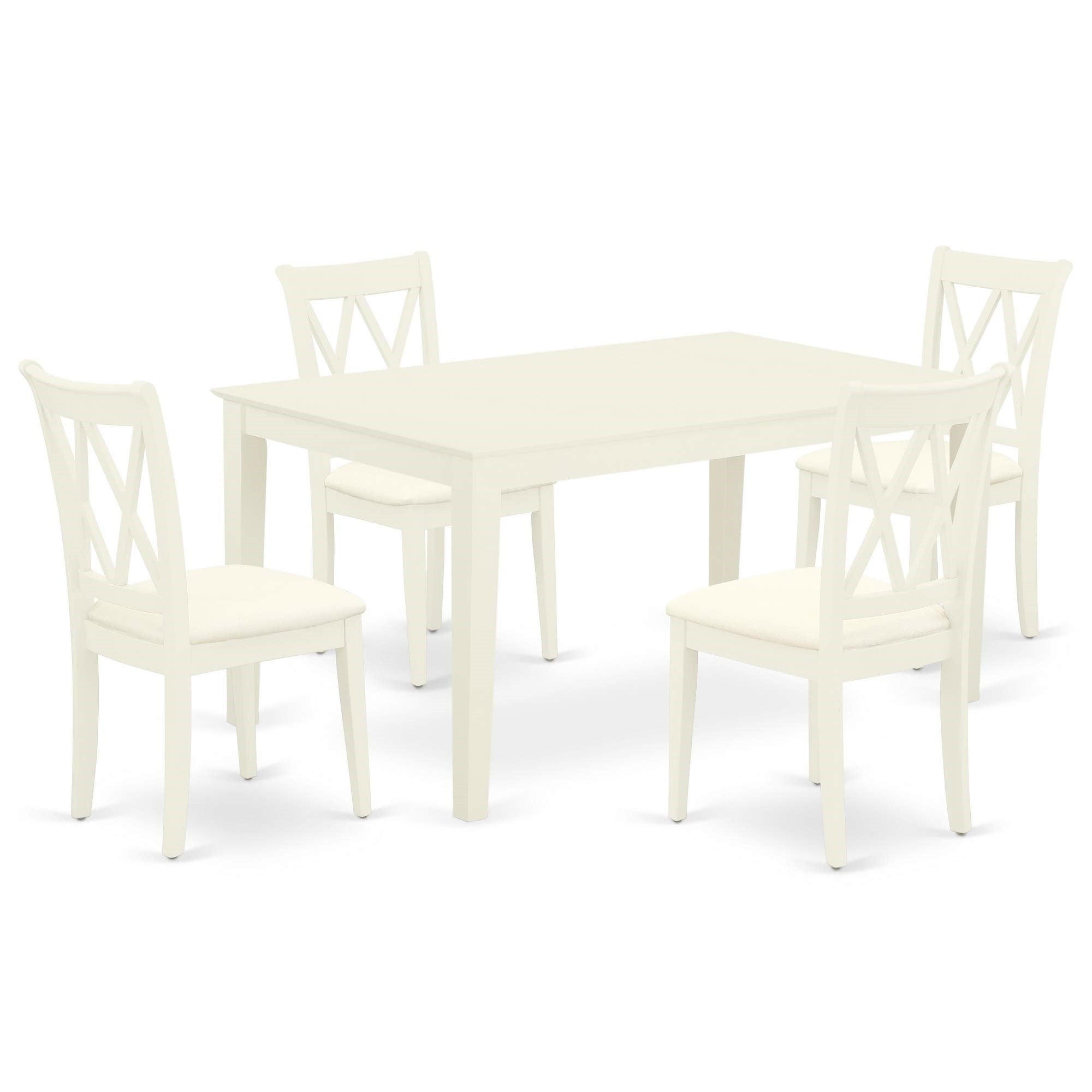 Ergode Cacl5-Lwh-C, 5-Piece Dining Table Set, Rectangle Kitchen Table, 4 Linen Fabric Upholstered Chairs, Asian Hardwood, Easy Assembly, 36X60 Inch