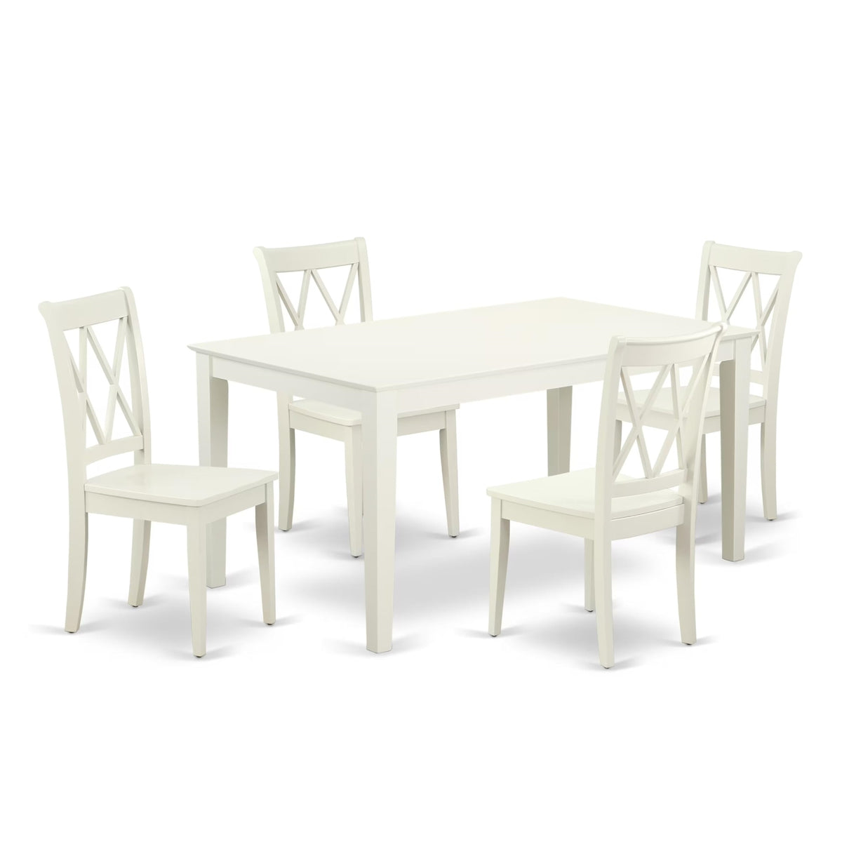 Casafoyer Cacl5-Lwh-W Capri 5 Piece Kitchen Set For 4 Includes A Rectangle Dining Room Table And 4 Solid Wood Seat Chairs, 36X60 Inch