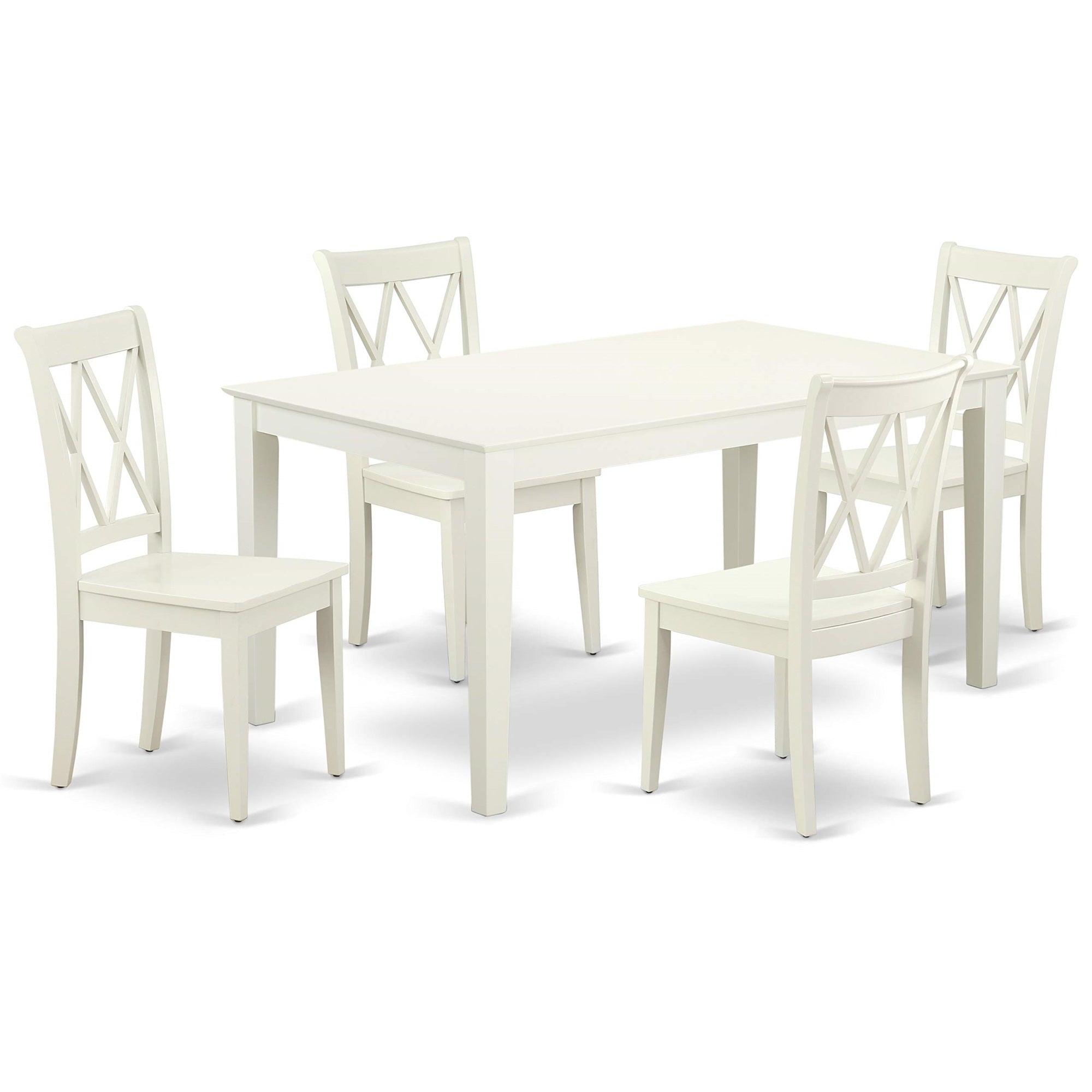 Ergode Cacl5-Lwh-W, 5-Pc Modern Dining Table Set, Rectangular Table & 4 Wooden Chairs, Asian Rubber Wood, Easy Assembly & Cleaning, 60' X 36' X 30' Table, 22' X 18' X 37' Chairs
