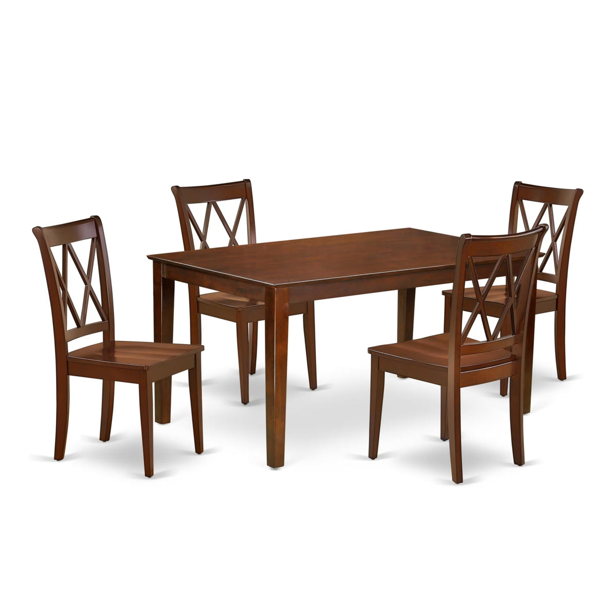 Casafoyer Cacl5-Mah-W Capri 5 Piece Kitchen Set For 4 Includes A Rectangle Room Table And 4 Dining Chairs, 36X60 Inch, Mahogany