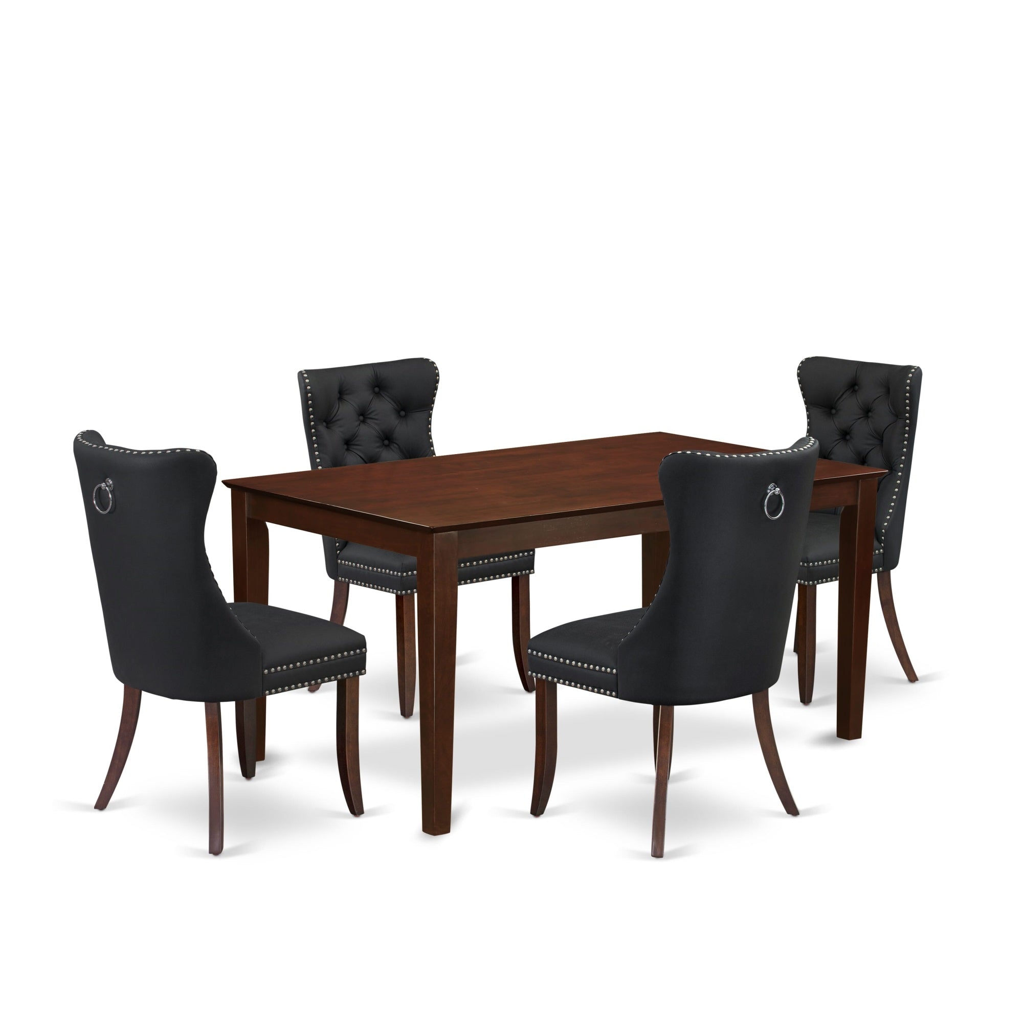 East West Furniture Cada5-Mah-12 5 Piece Kitchen Table Set Consists Of A Rectangle Dining Room Table And 4 Upholstered Parson Chairs, 36X60 Inch, Mahogany