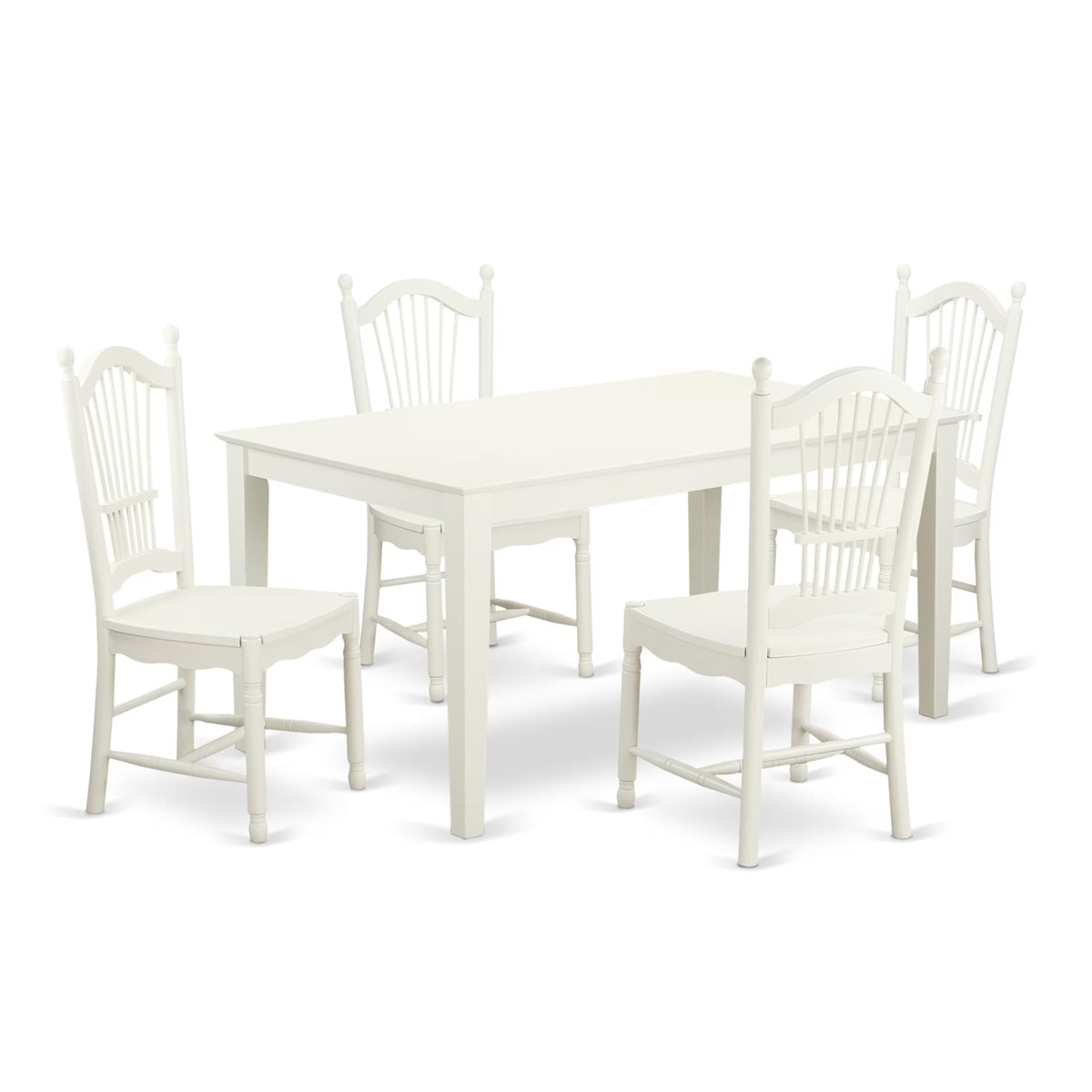 Casafoyer Cado5-Lwh-W 5 Piece Dining Set Includes A Rectangle Dinner Table And 4 Kitchen Dining Chairs, 36X60 Inch, Linen White