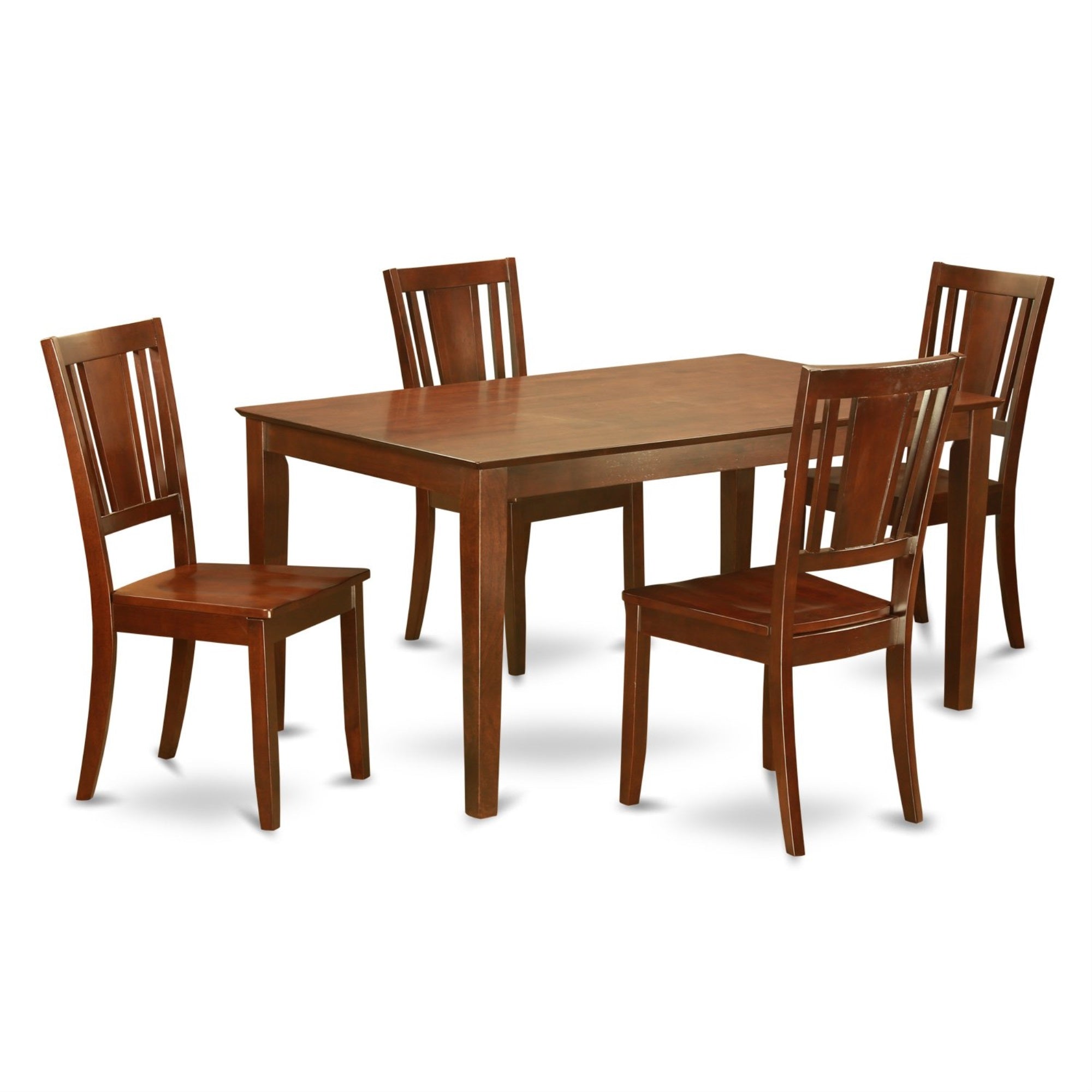 Ergode Cadu5-Mah-W, 5-Piece Dining Table Set, Asian Wood, Mahogany Color, Sturdy Legs, Panel Back Chairs, Complete Package, 36X60 Inch