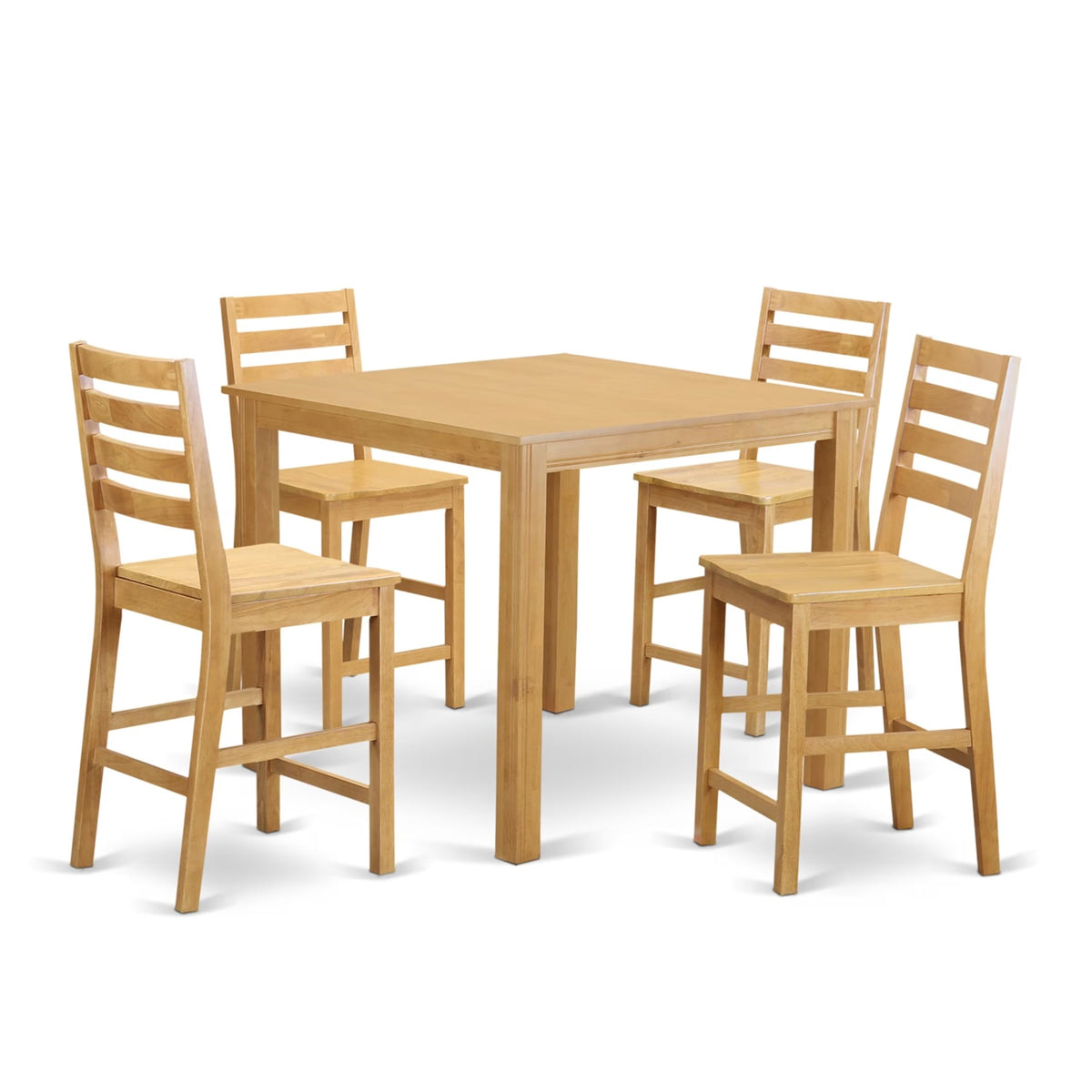 Casafoyer Cafe5-Oak-W Capri 5 Piece Counter Height Pub Set Includes A Square Dining Room Table And 4 Kitchen Chairs, 42X42 Inch, Oak
