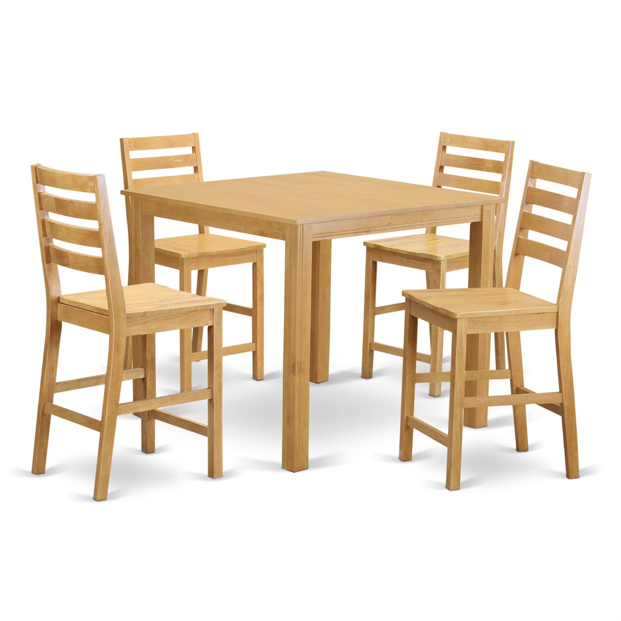 Ergode Cafe5-Oak-W, 5-Piece Mid-Century Kitchen Table Set, Wooden Chairs & Square Table, Easy Assembly, Elegant & High-End Finish