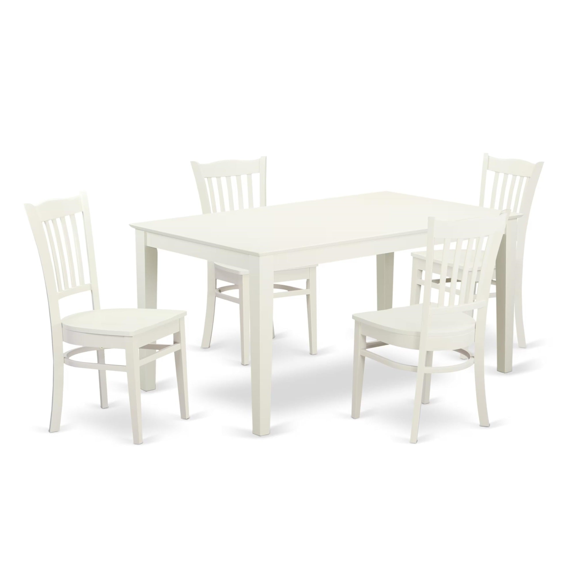 Casafoyer Capri 5 Piece Set Includes A Rectangle Dining Room Table And 4 Kitchen Chairs, 36X60 Inch, Linen White