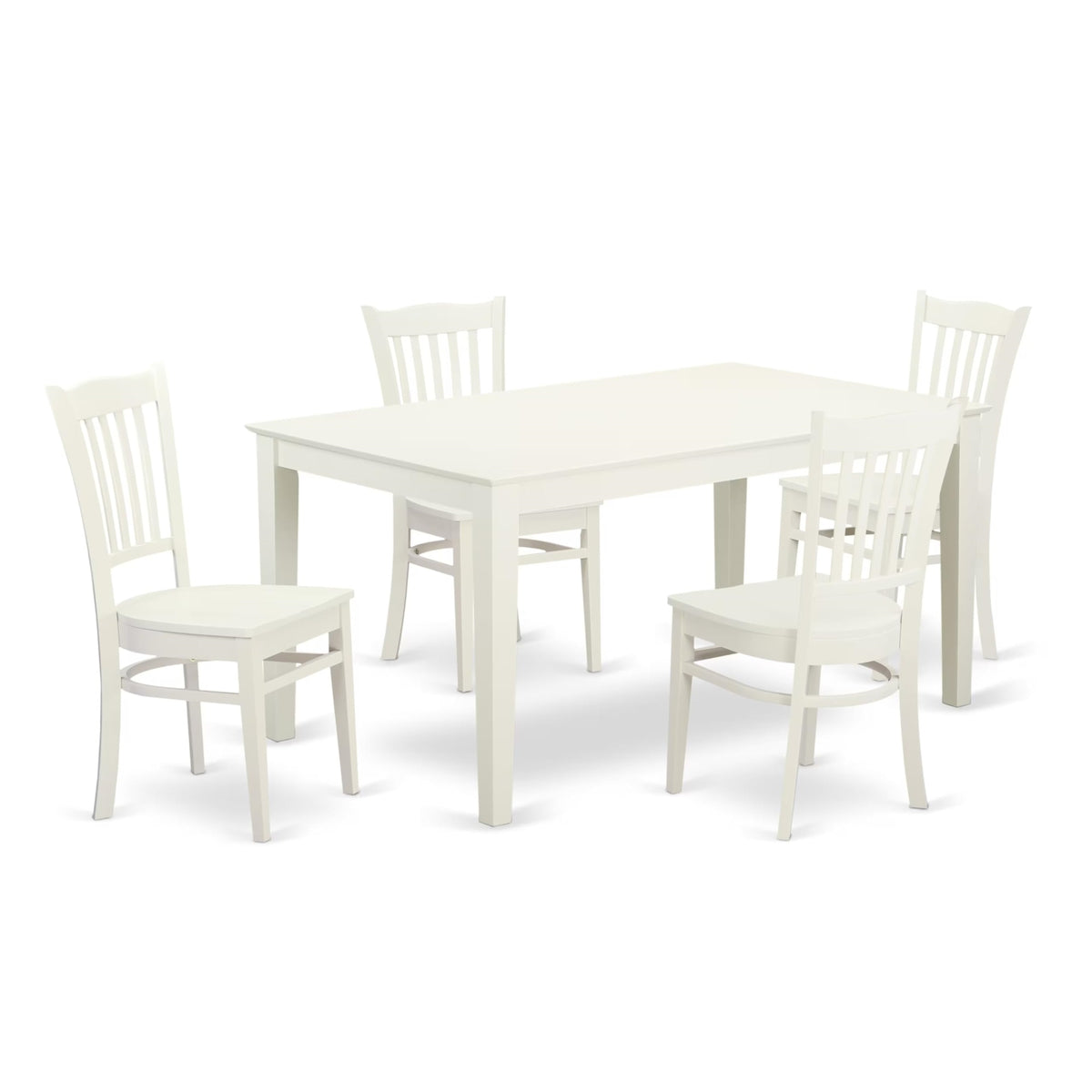 Casafoyer Capri 5 Piece Set Includes A Rectangle Dining Room Table And 4 Kitchen Chairs, 36X60 Inch, Linen White